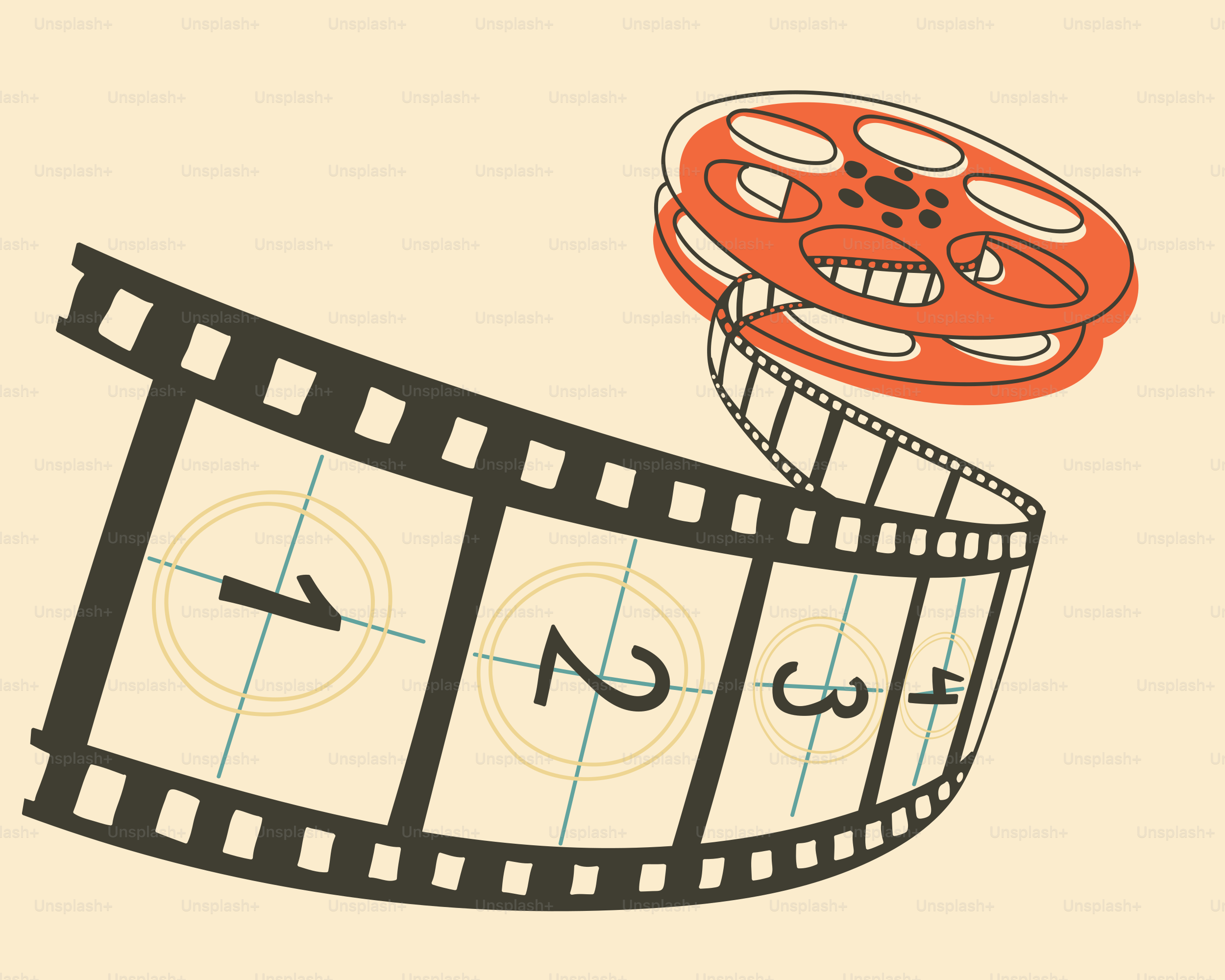 Filmrolle zeigt einen Filmcountdown.