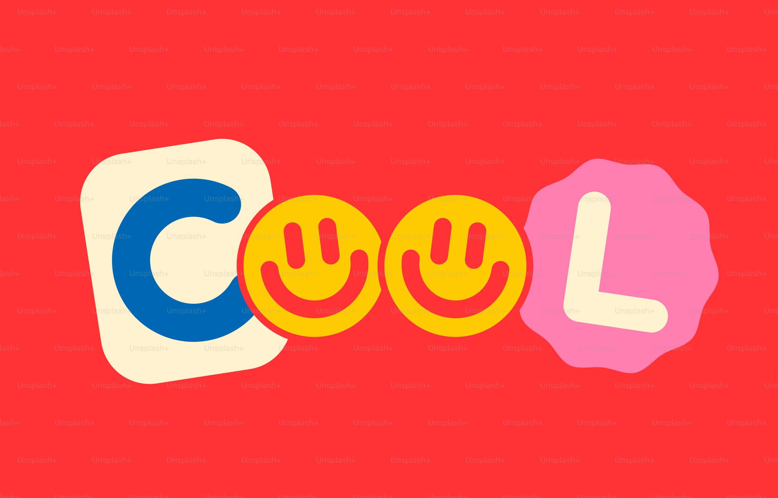 Das Wort "cool" wird mit Emoji-Lächeln geschrieben.