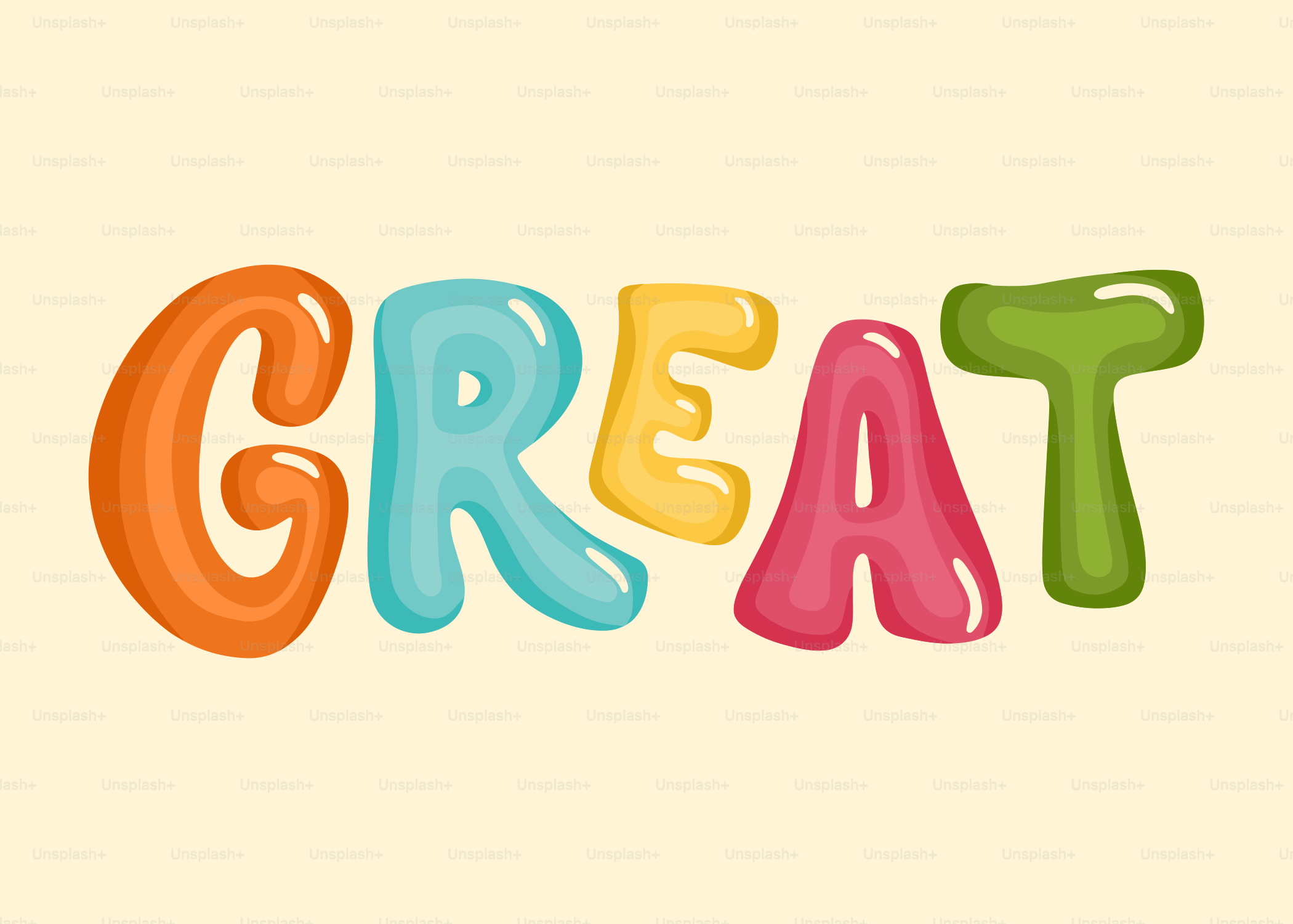 The word "great" is written in colorful letters.