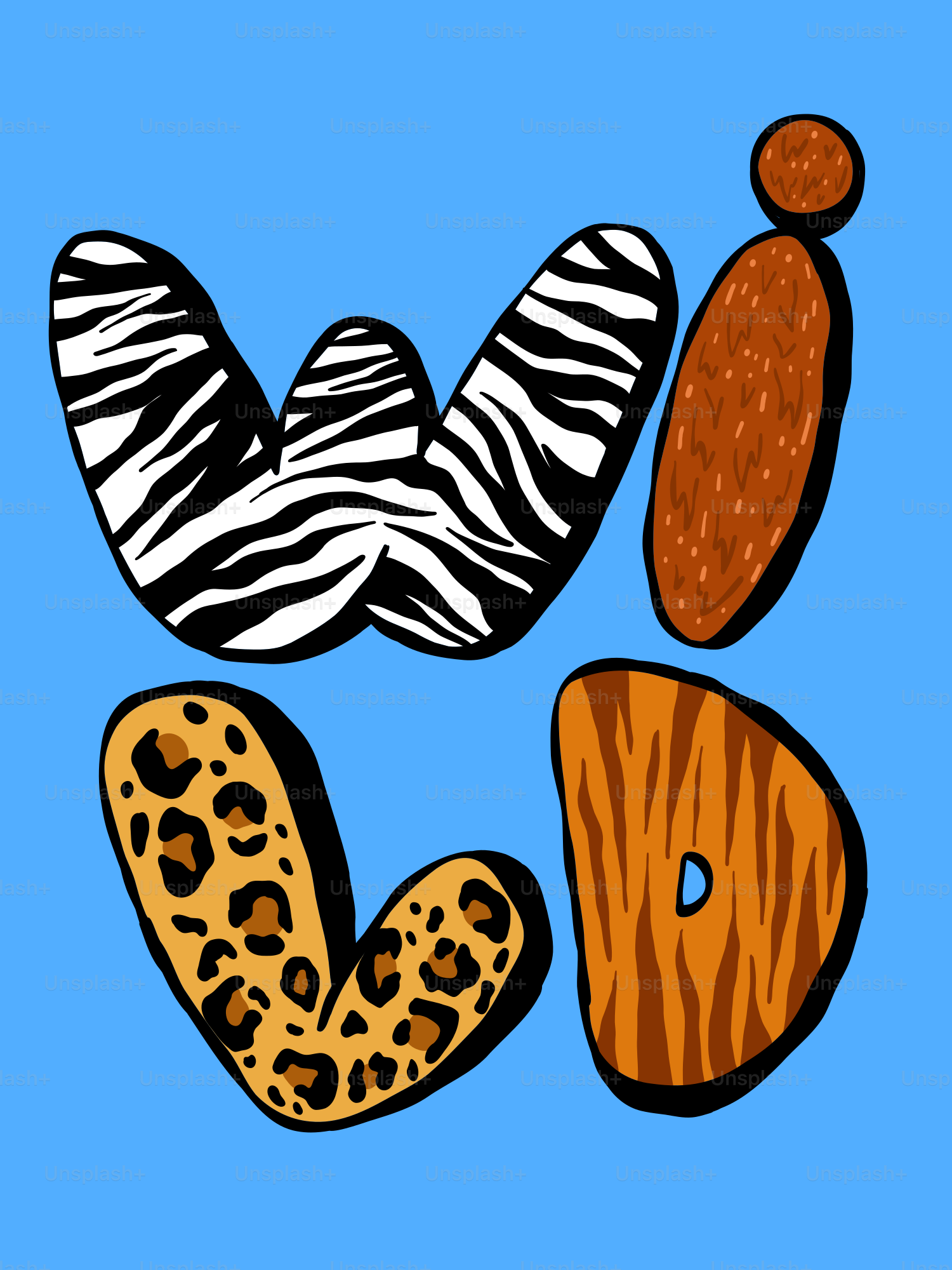 ワイルドは動物柄の文字で綴られます。