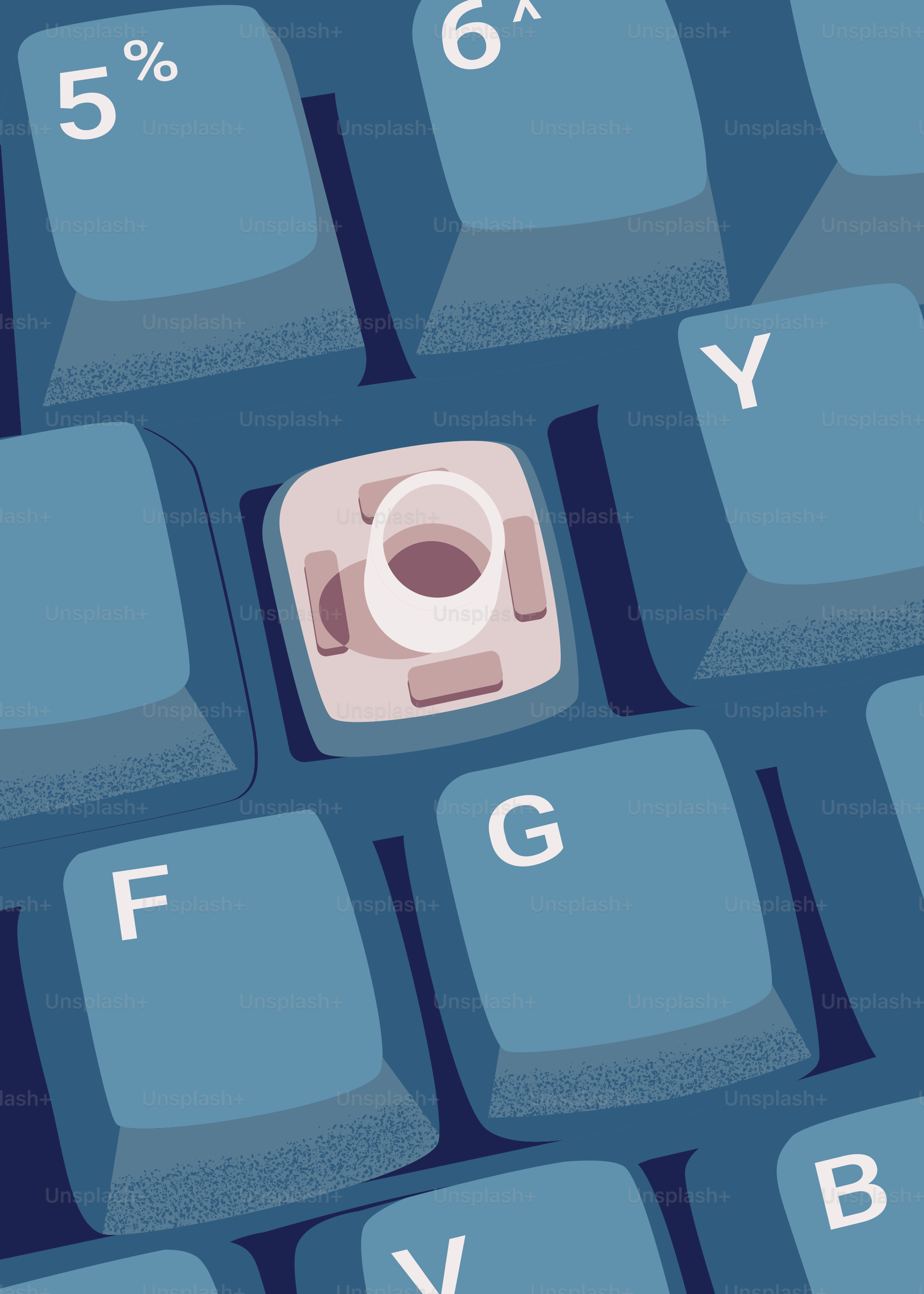 コーヒーカップはキーボードキーに置かれています。