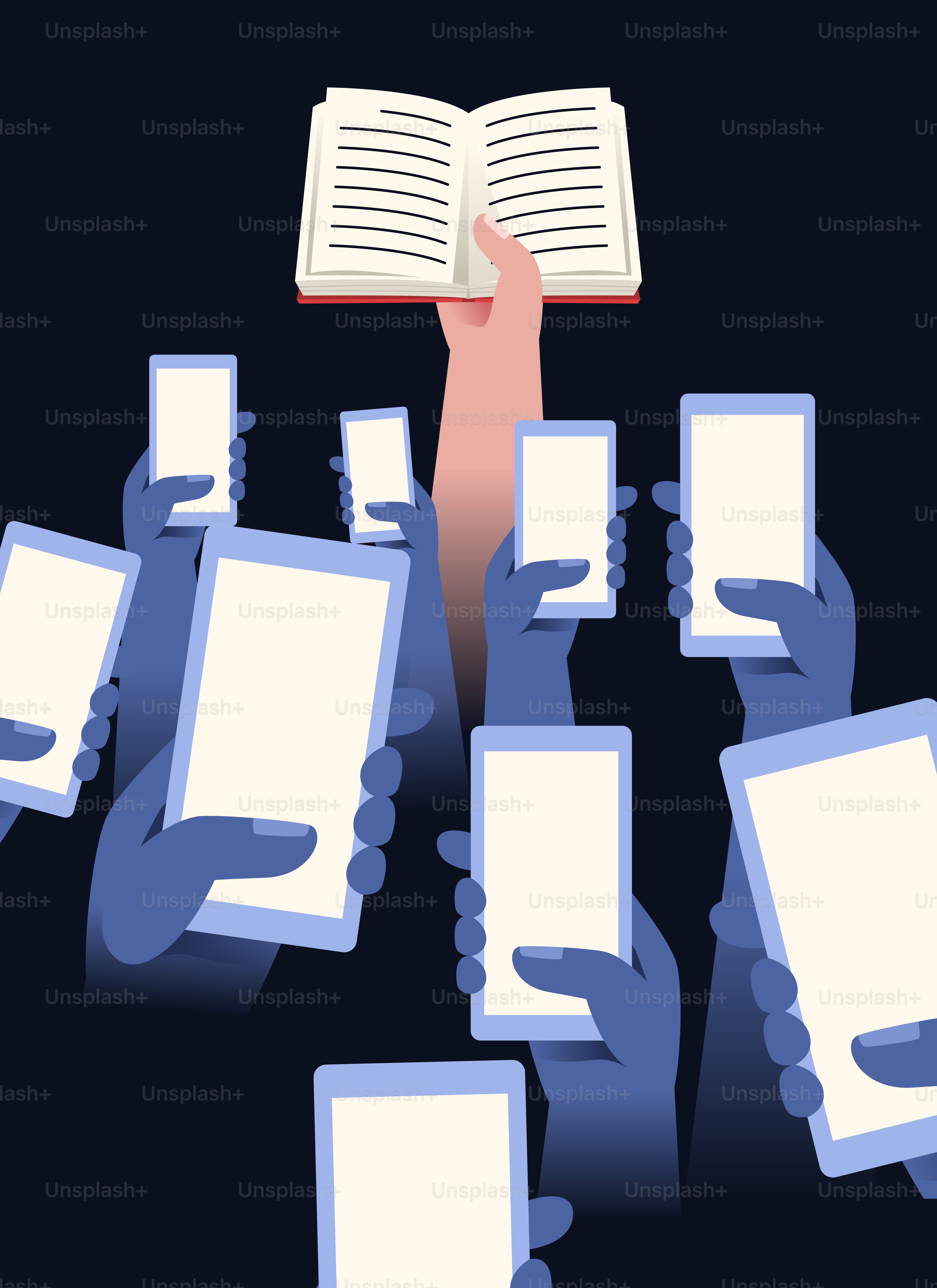 Traditional reading versus modern technology.