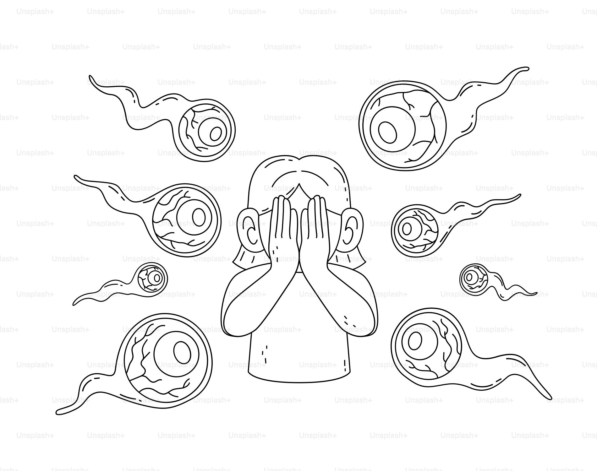 A child is afraid of floating eyeballs.
