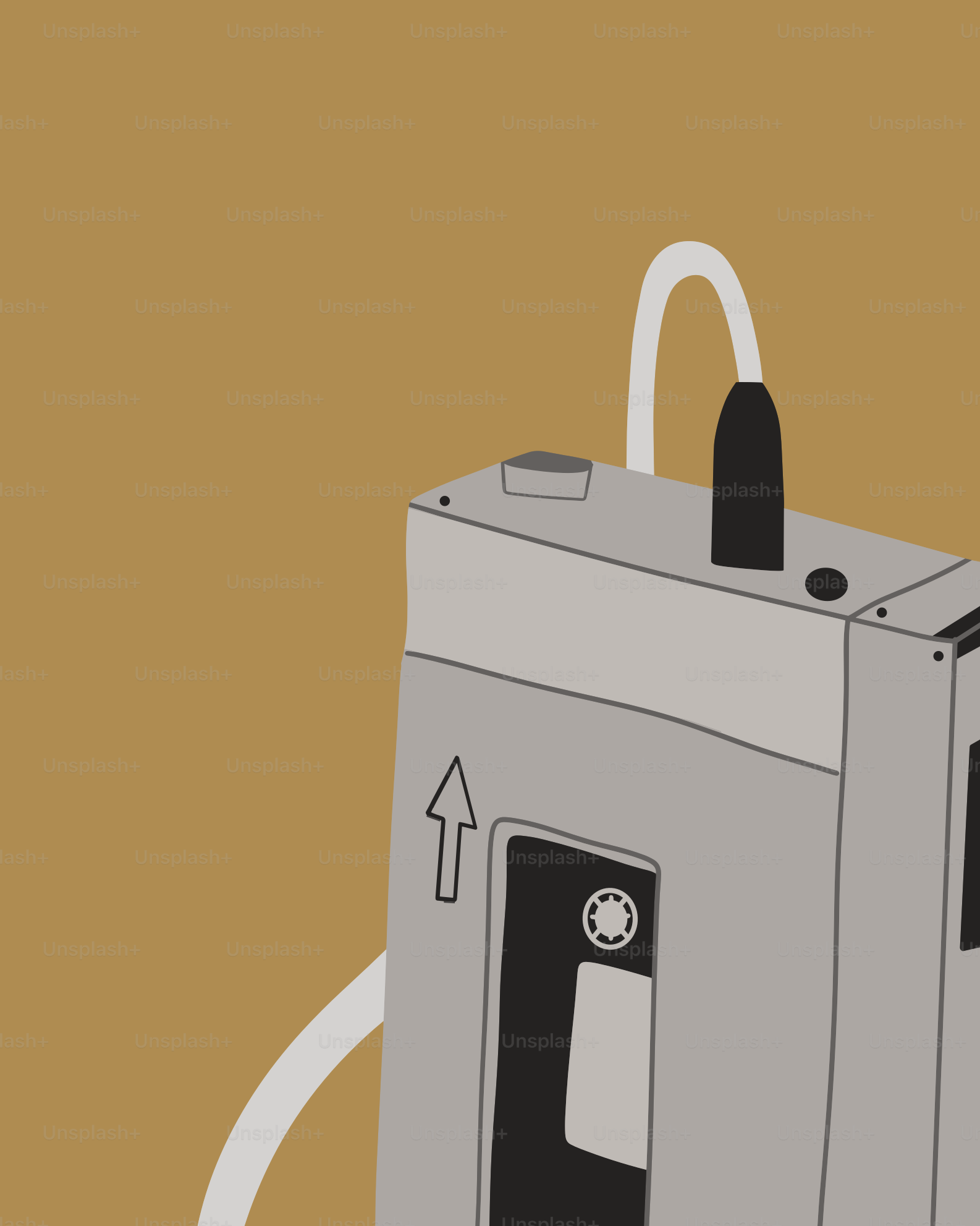 An illustration of a vintage cassette player.