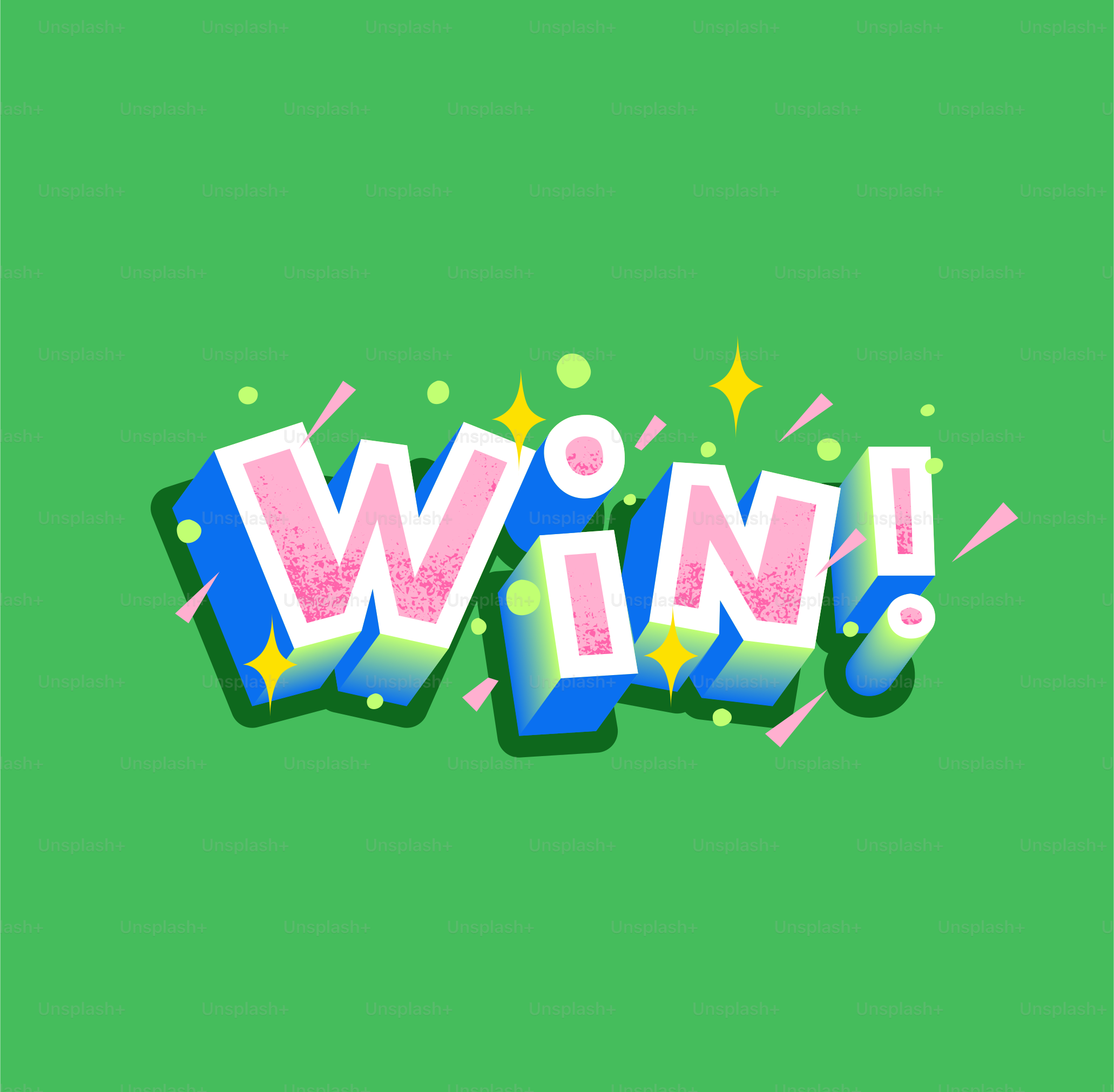 The image says "win!" with a celebratory design. vector – Art Image on ...