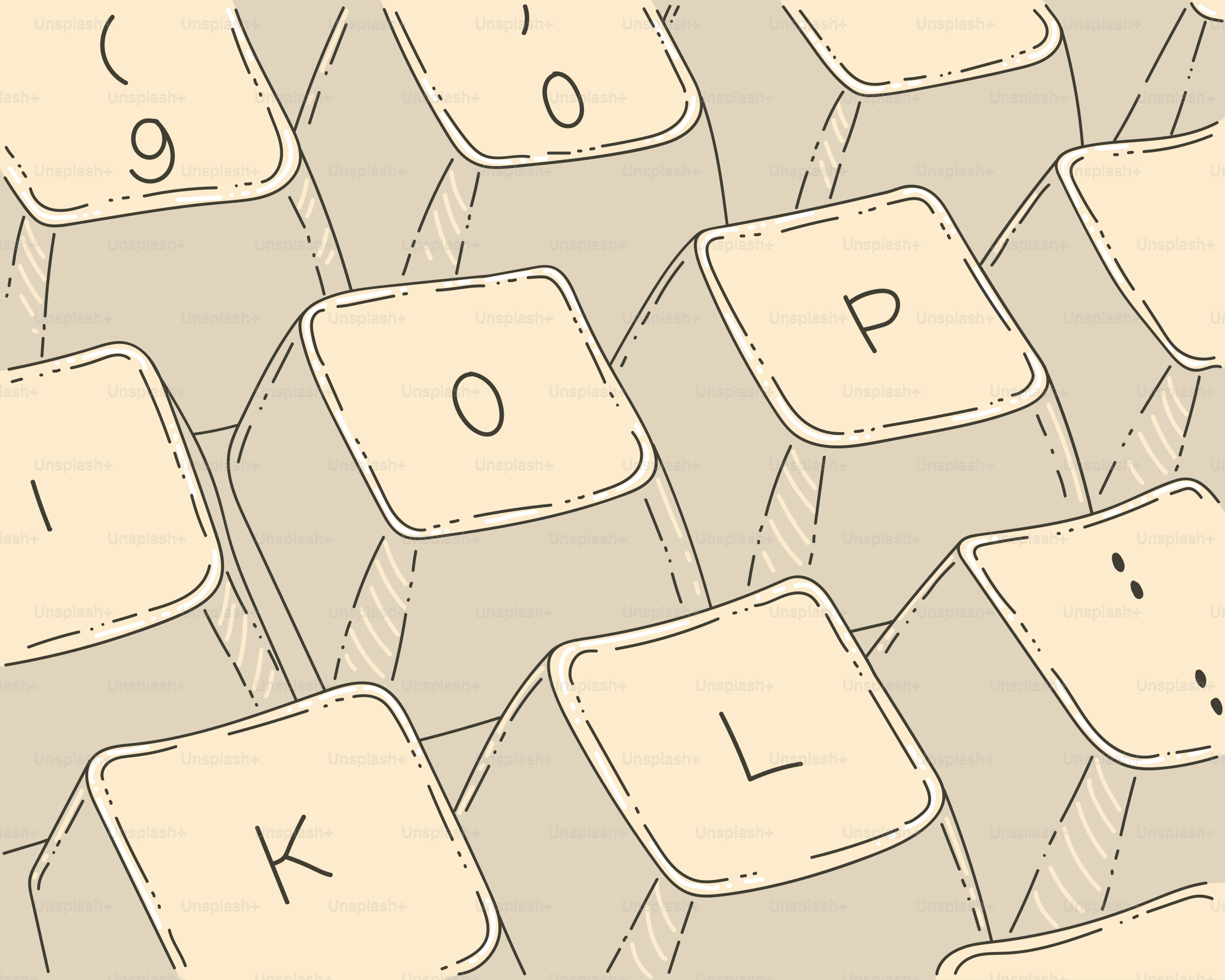 Keyboard keys with the letters spelled out.
