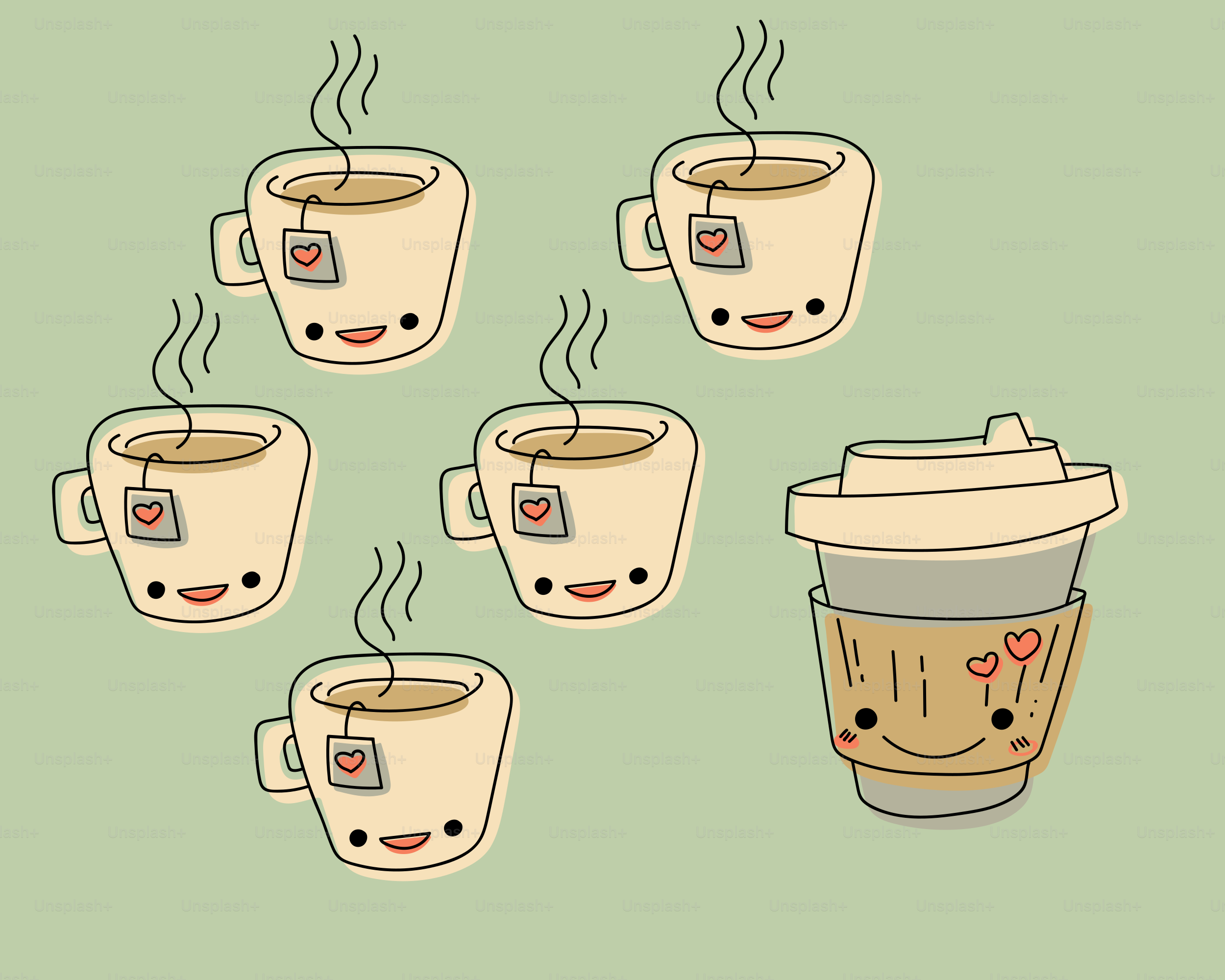 Tea cups versus a coffee cup.