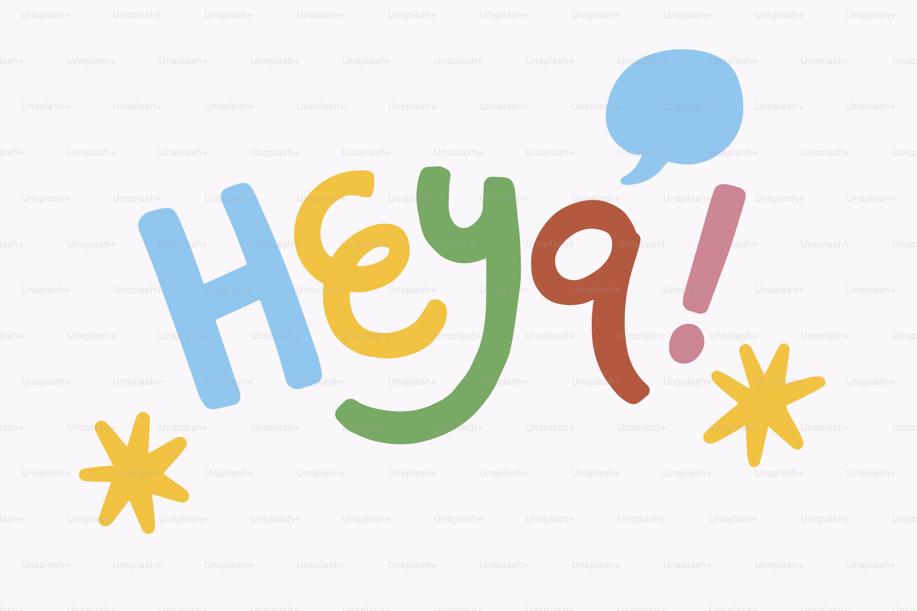 La imagen dice "¡hola!" con texto colorido