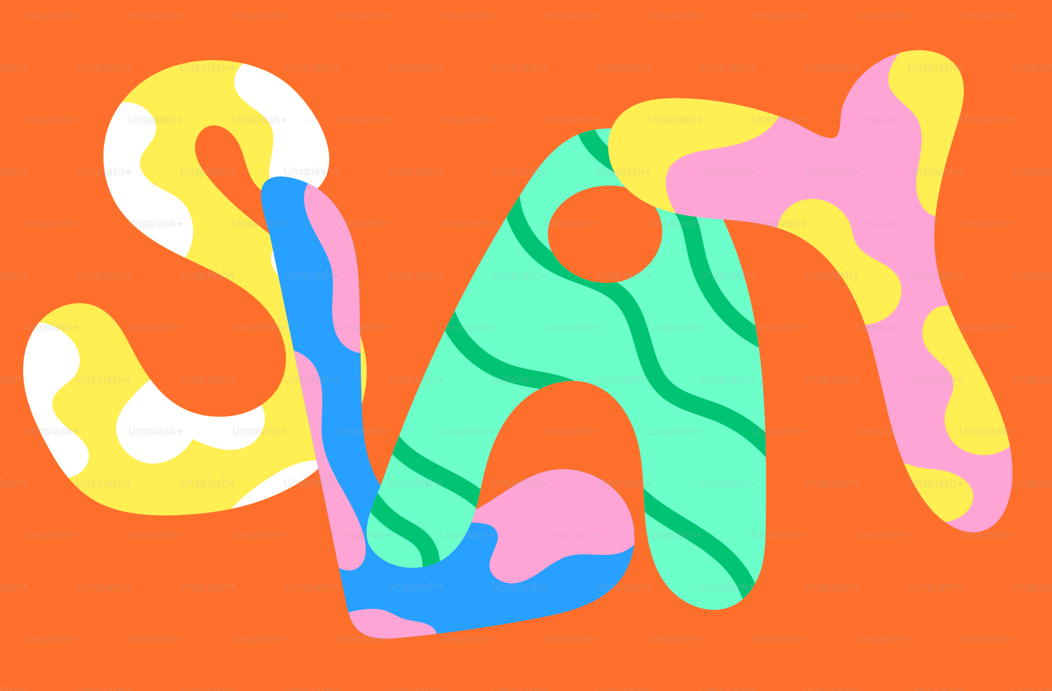 The word "say" is stylized with patterns.