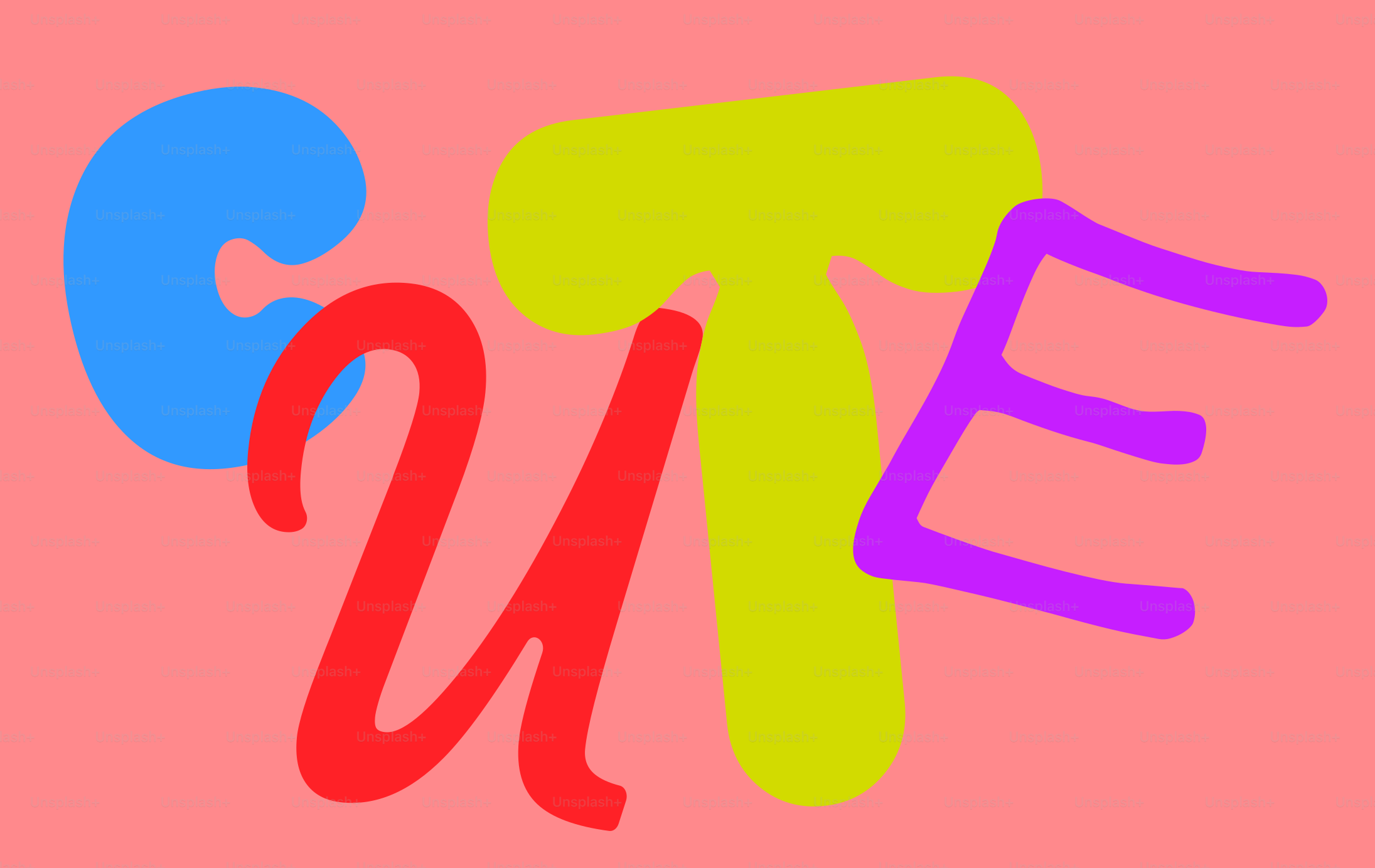 The image spells "cute" in colorful letters.