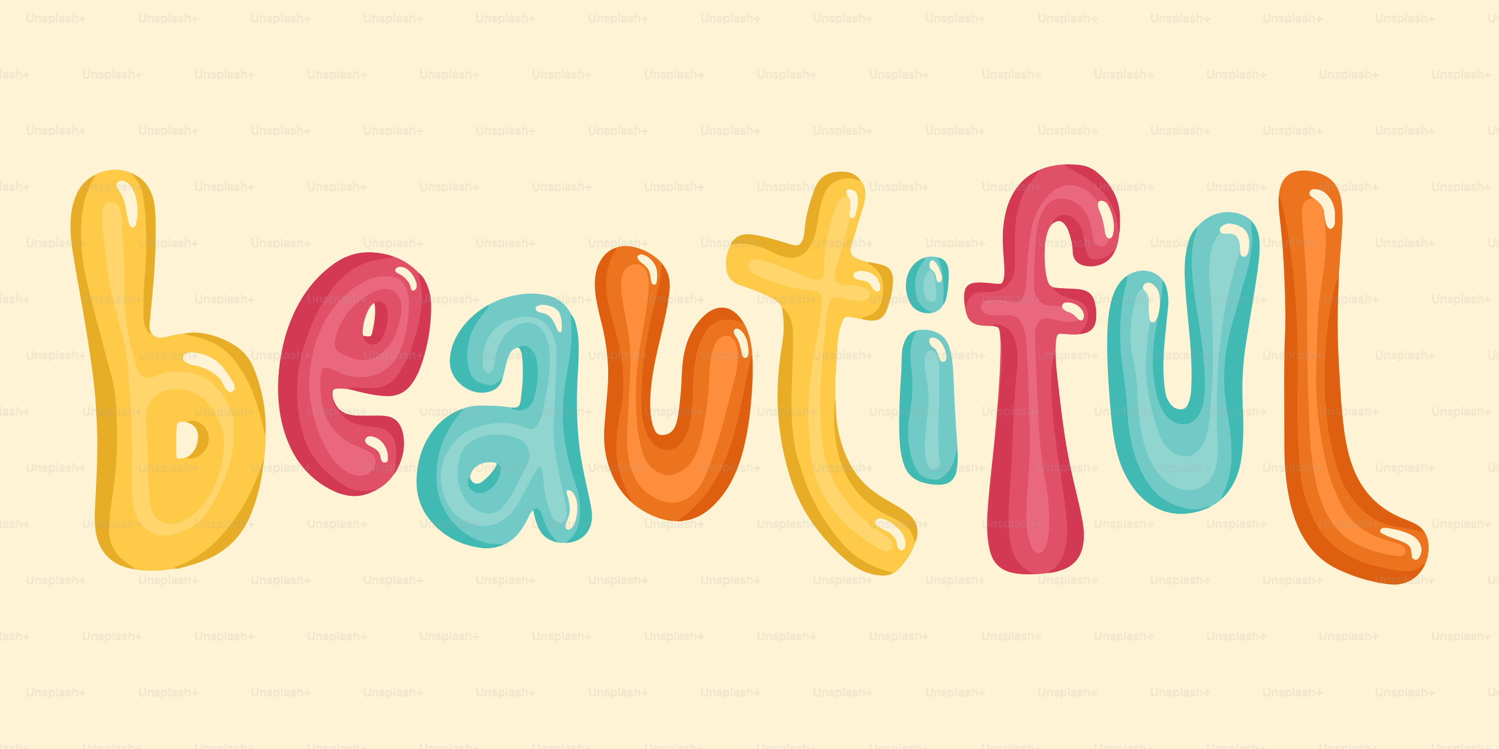 The image displays the word "beautiful".
