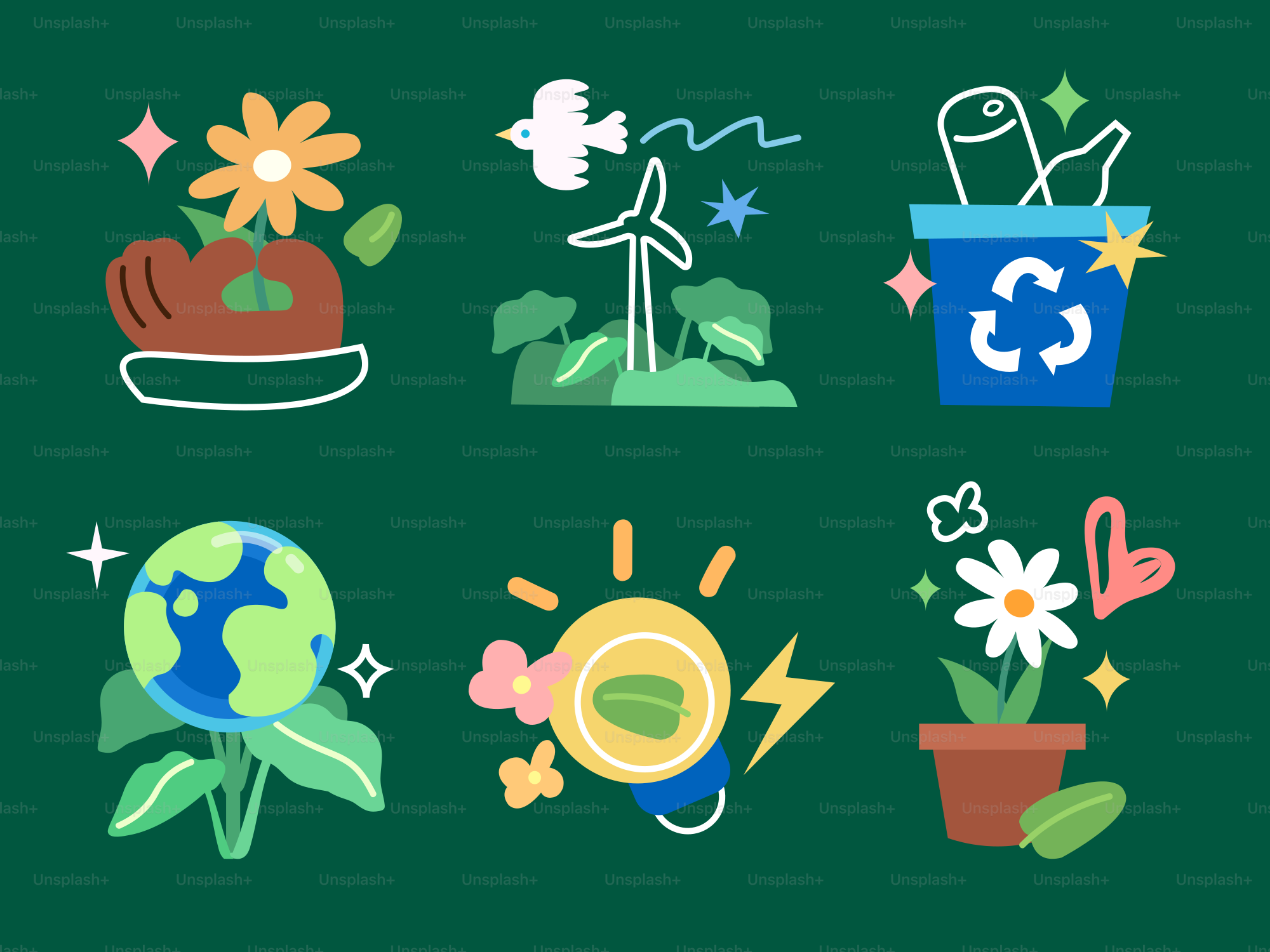 Environmental icons illustrate sustainability and eco-friendliness.