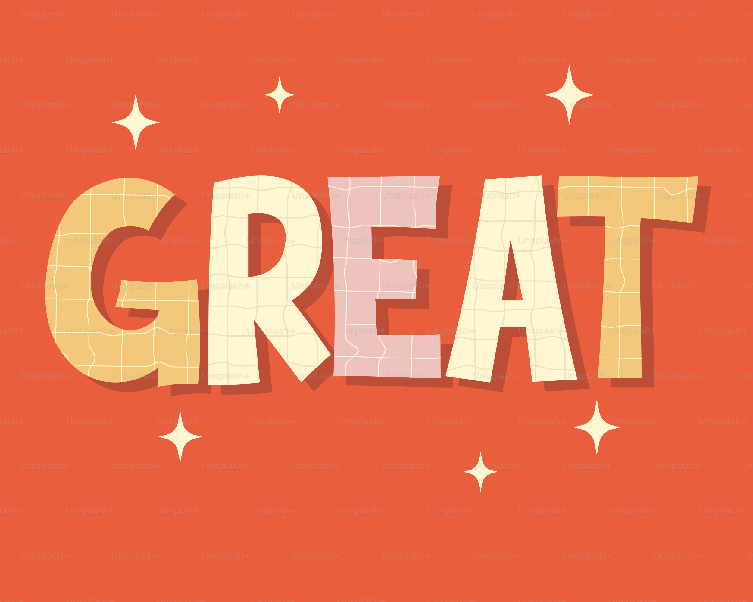 The image says "great" in colorful, stylized letters.