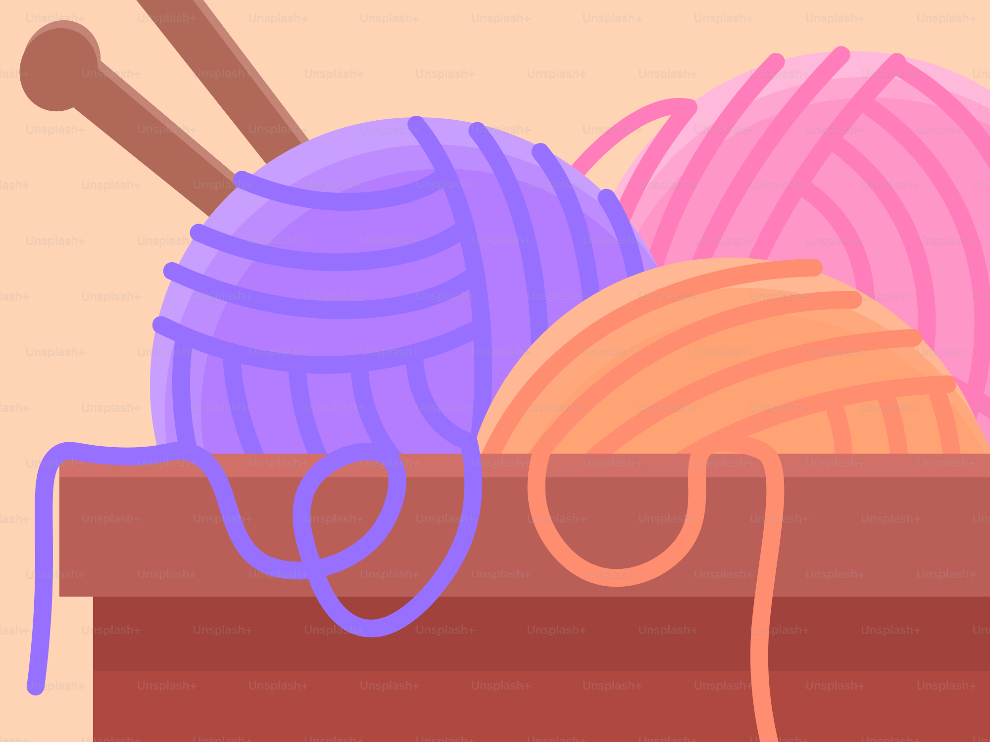 Yarn balls and knitting needles rest in a box.