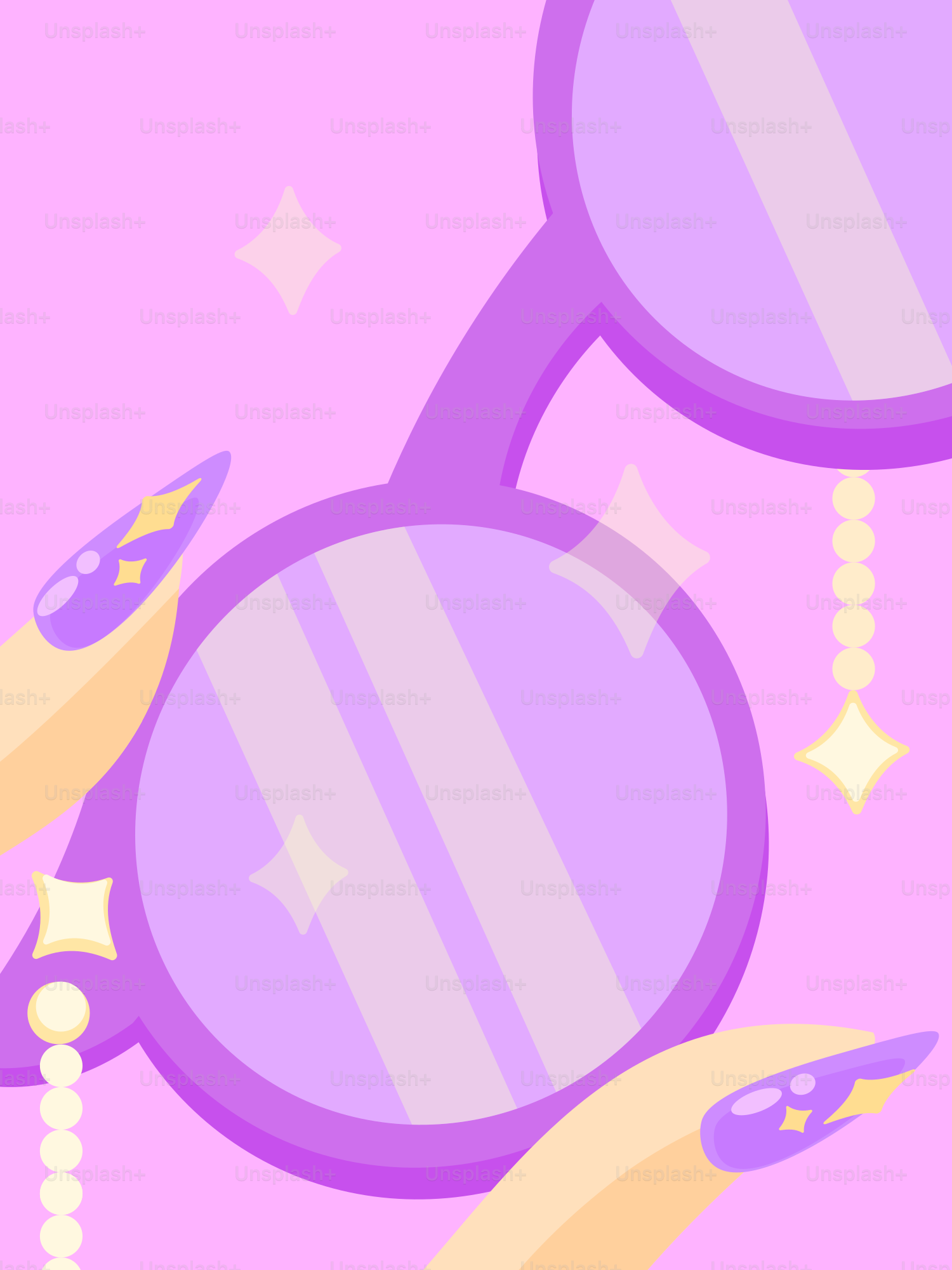 Glamorous nails hold purple sunglasses.