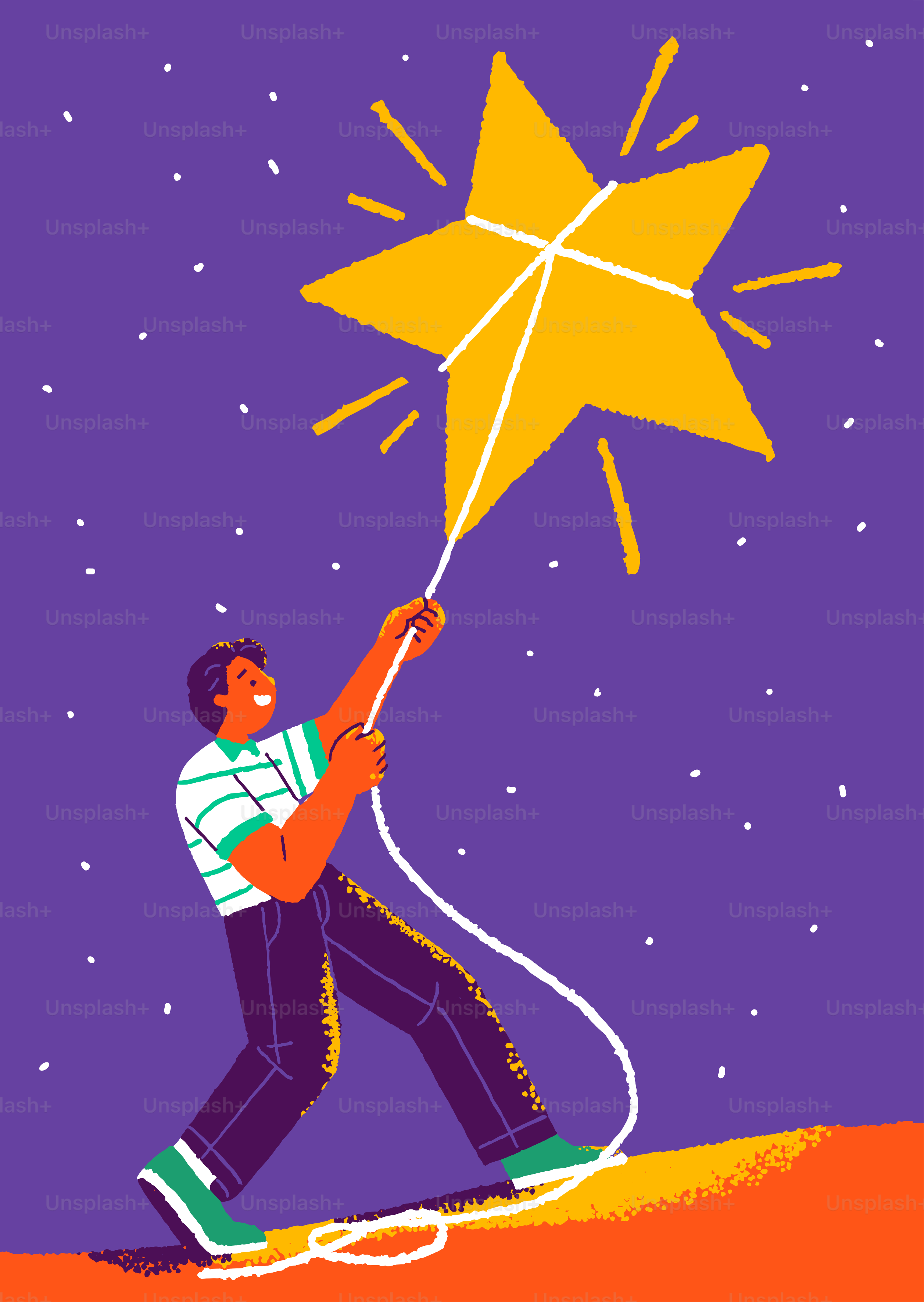 A person pulling a star.