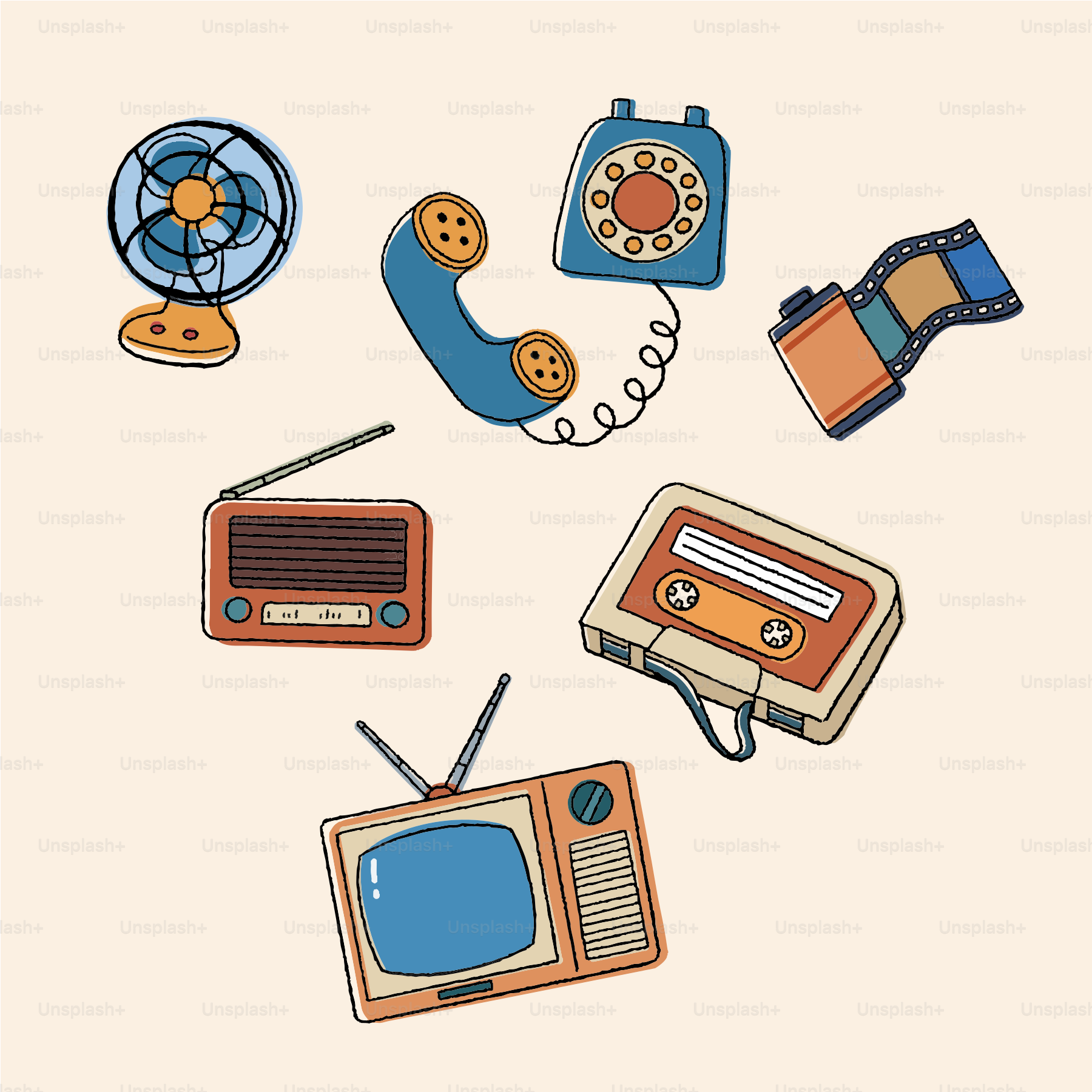 Barang-barang vintage ditampilkan, mengingatkan pada masa lalu.