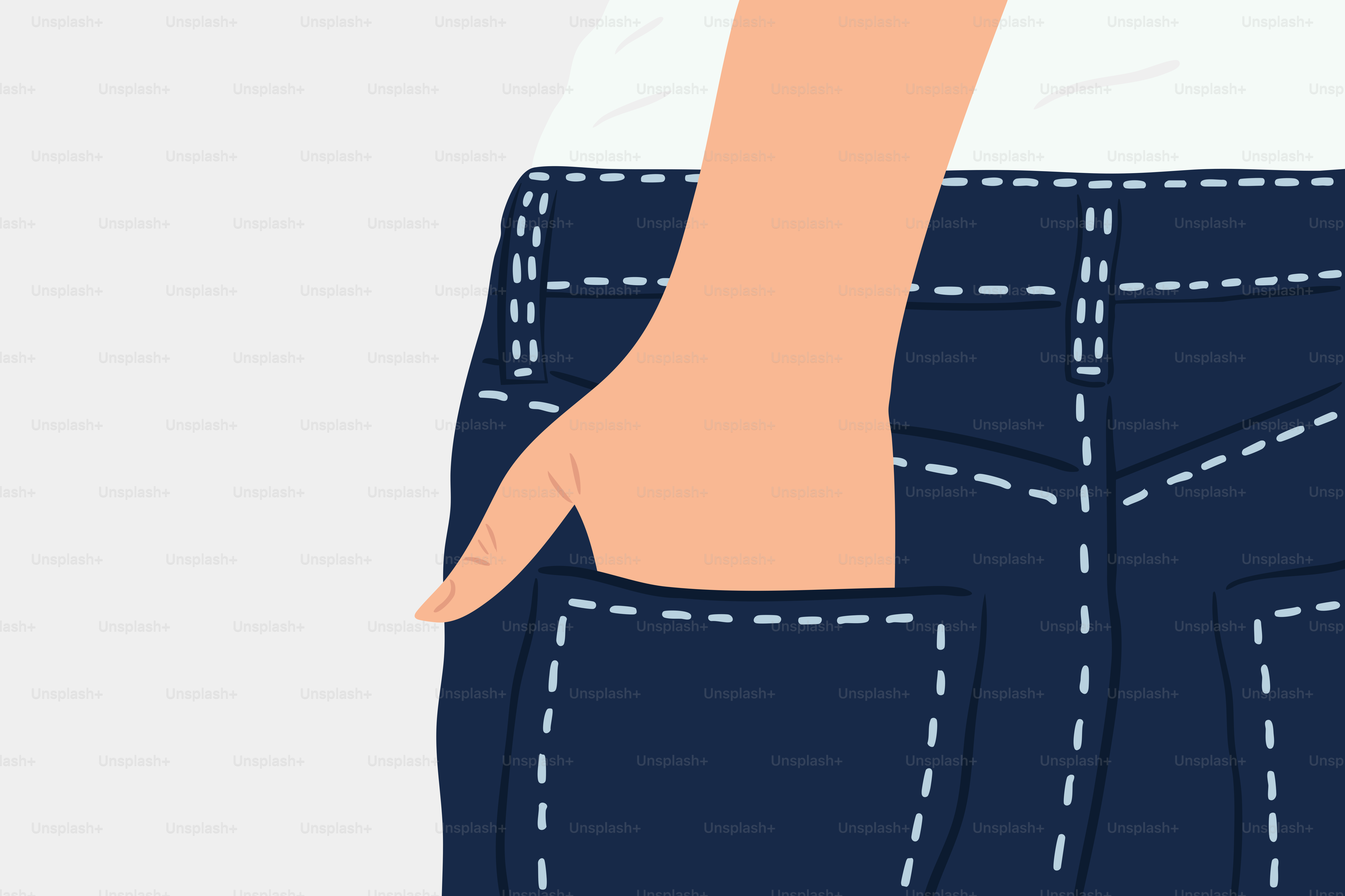 A hand is in the back pocket of jeans.