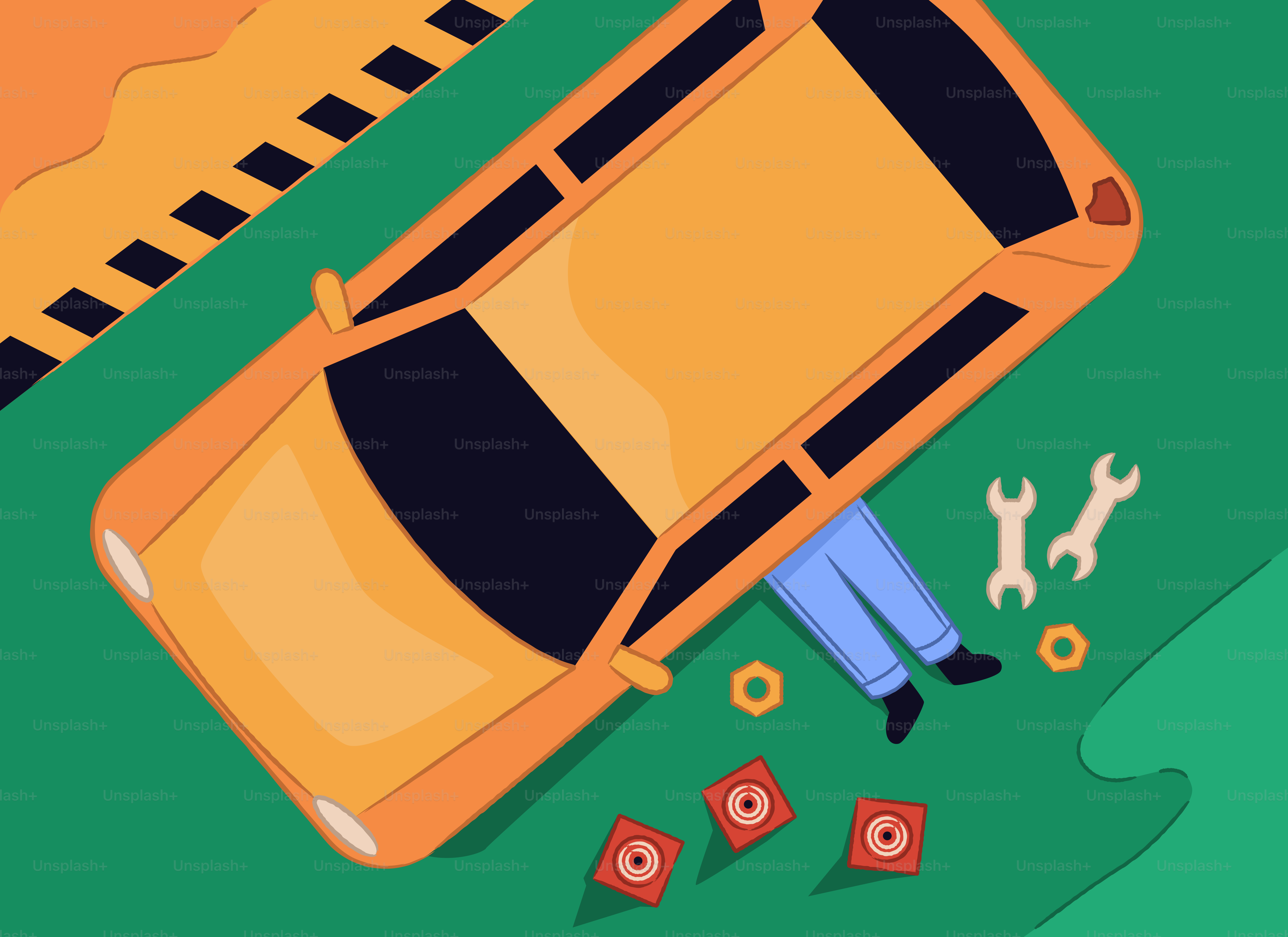 A mechanic is fixing a car.