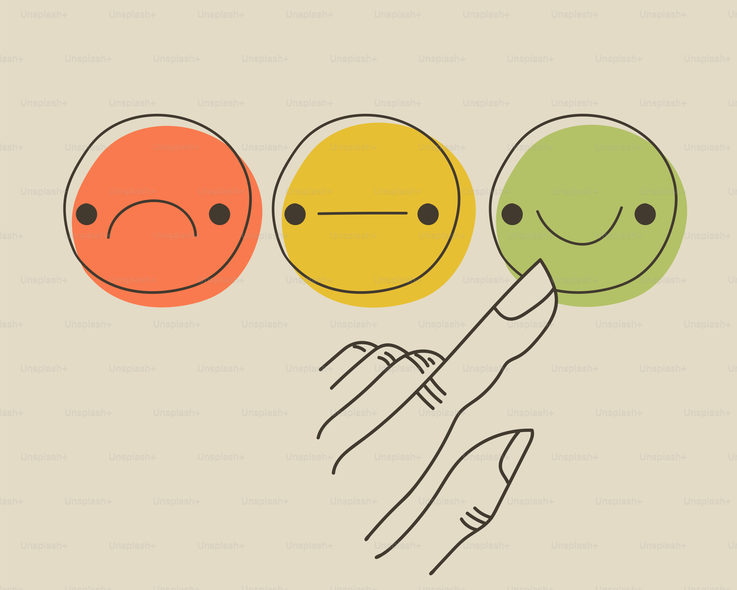 A hand chooses a happy face emoji.