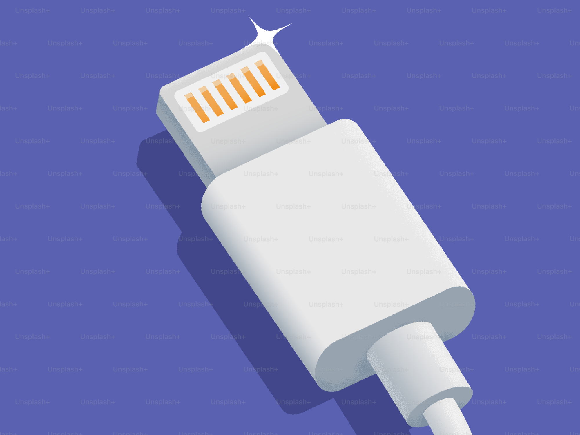 A white lightning cable connector is depicted.