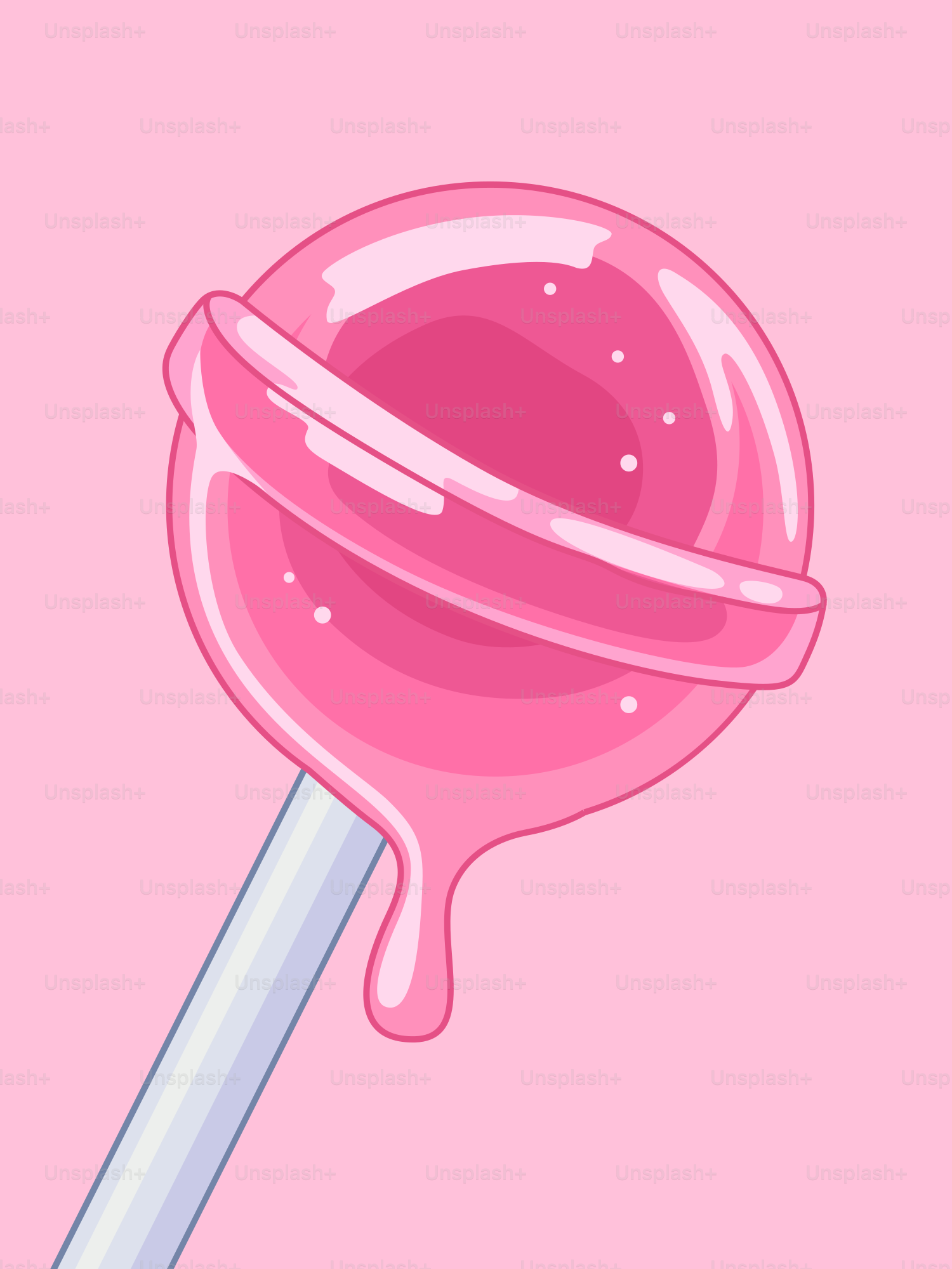 A pink lollipop against a matching pink background.