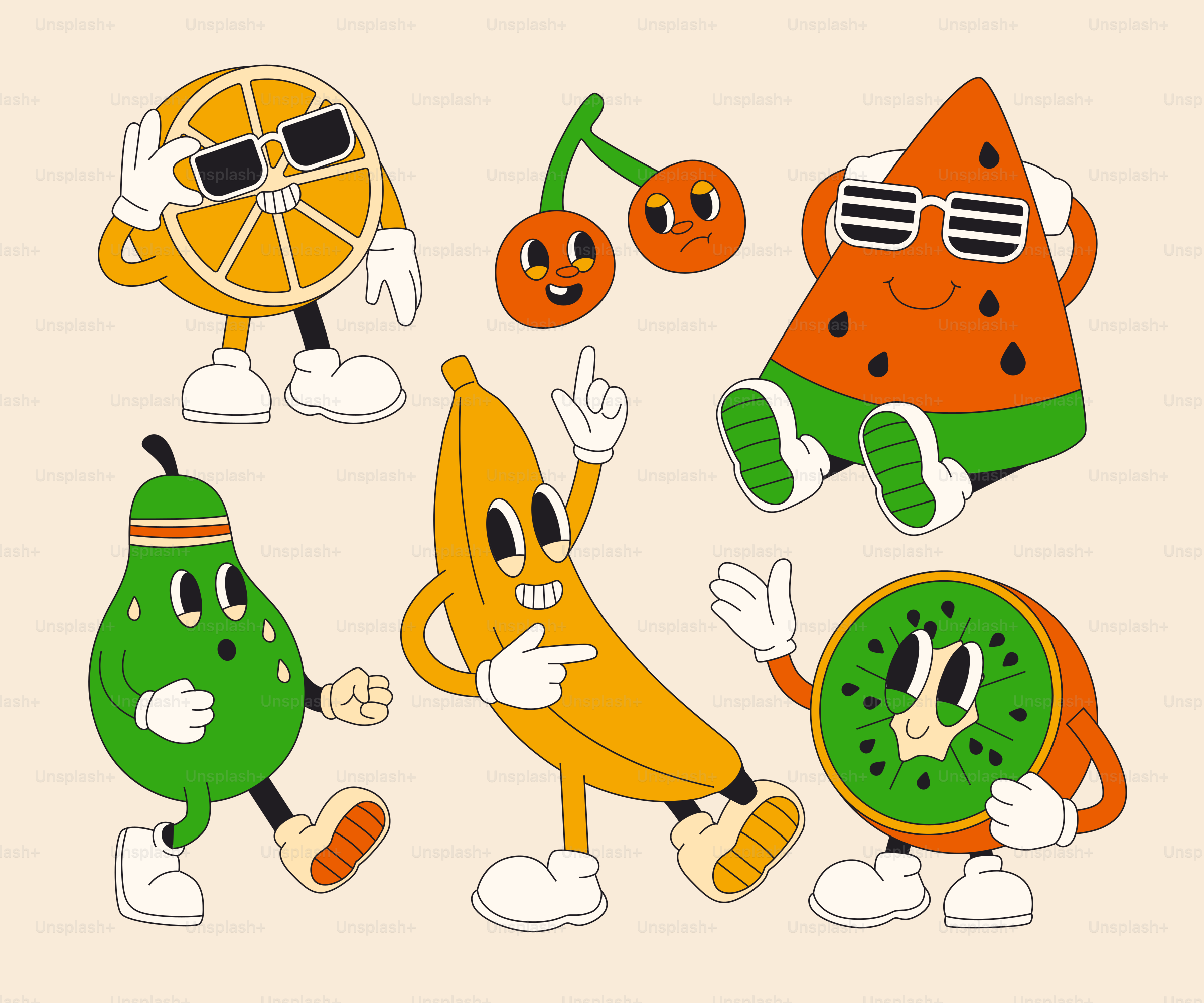 Cool, anthropomorphic fruits are enjoying life!