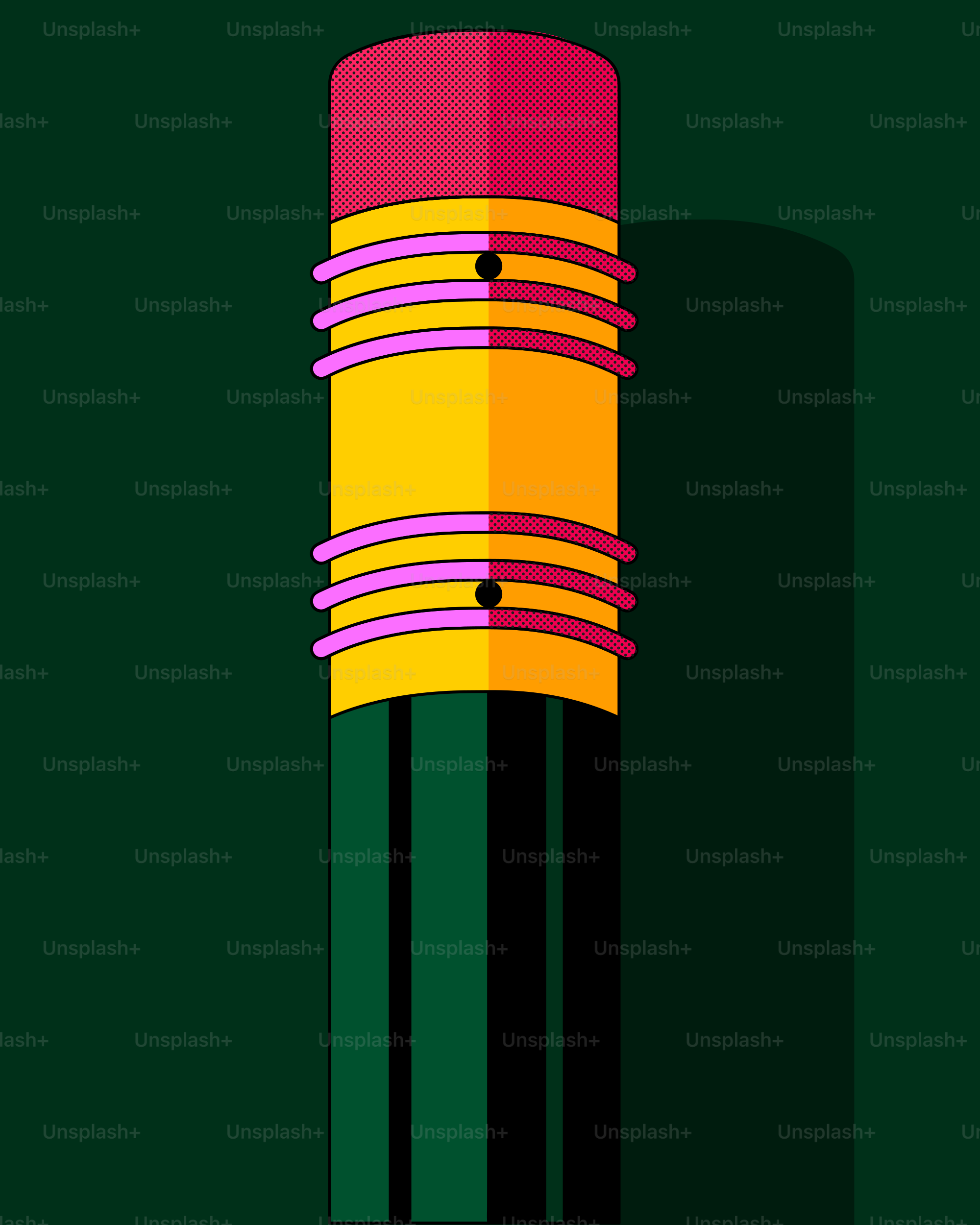 A cartoon pencil is seen standing vertically.