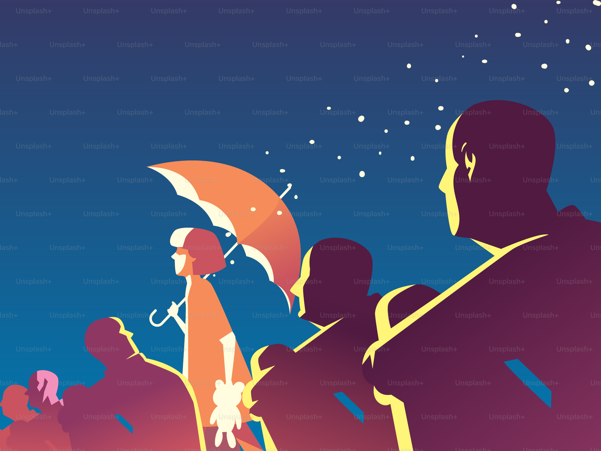 Les gens lèvent les yeux vers une nuit étoilée.