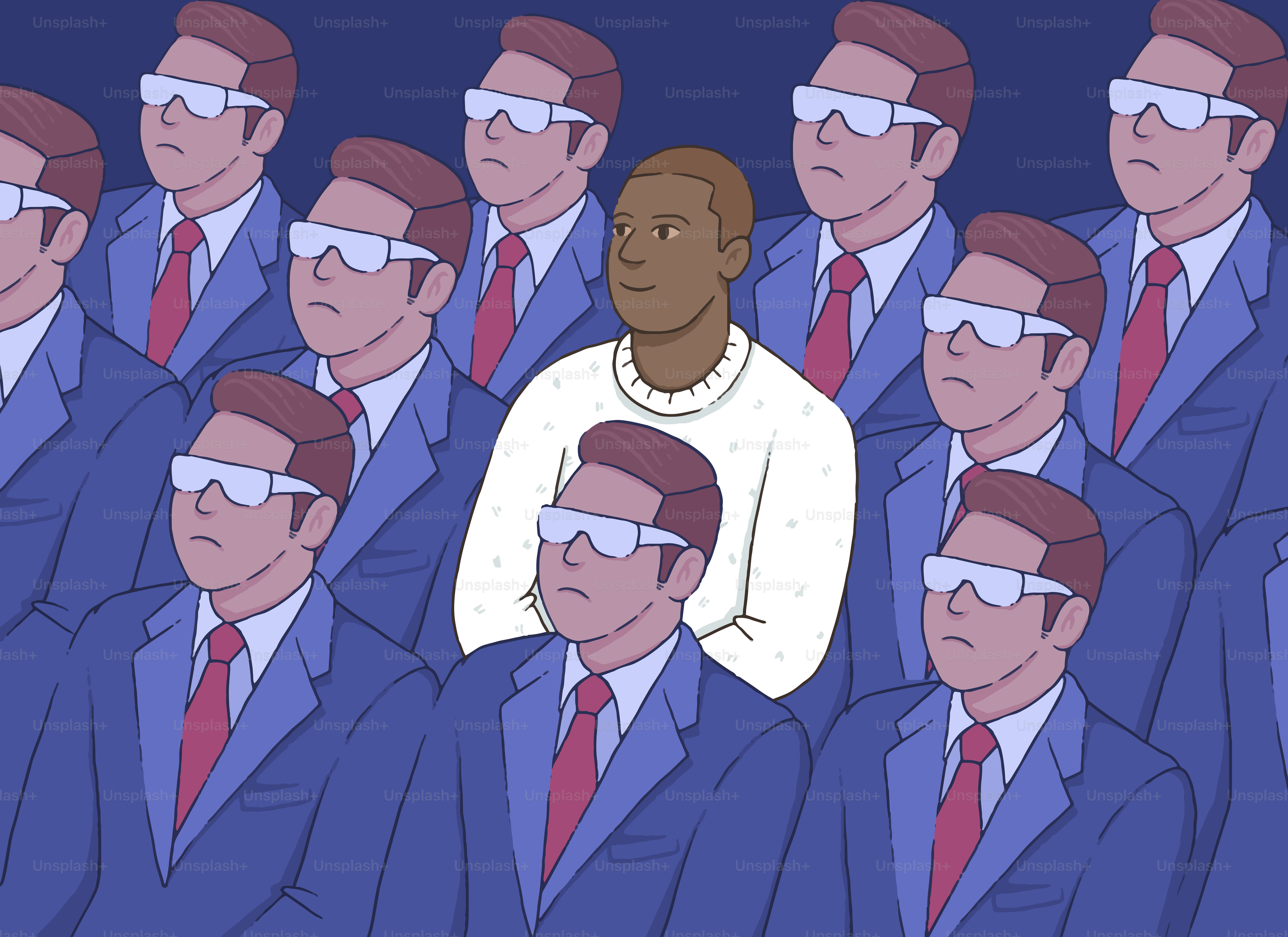 An individual stands out from the crowd.