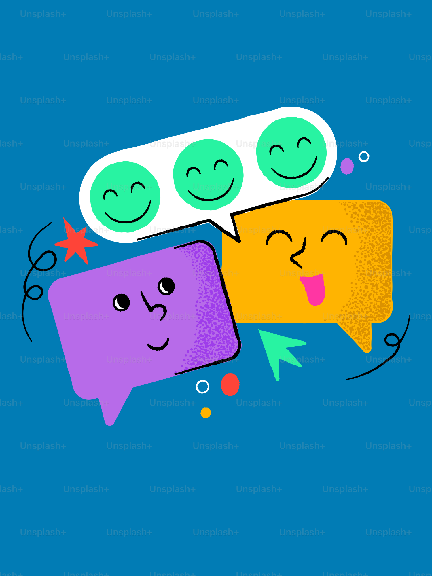 Feliz conversación con comentarios de emojis.