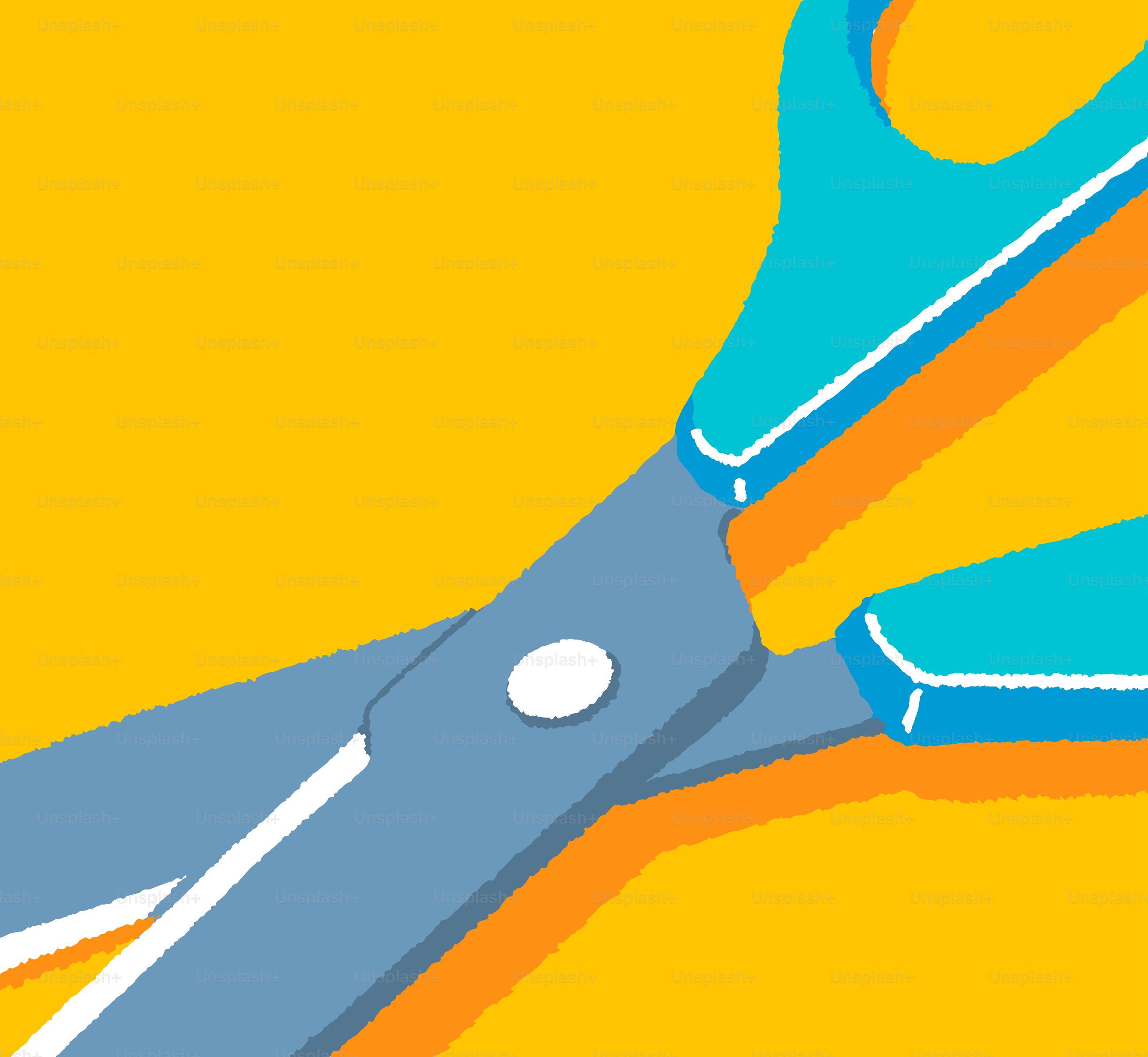 Scissors are shown on a bright yellow background.