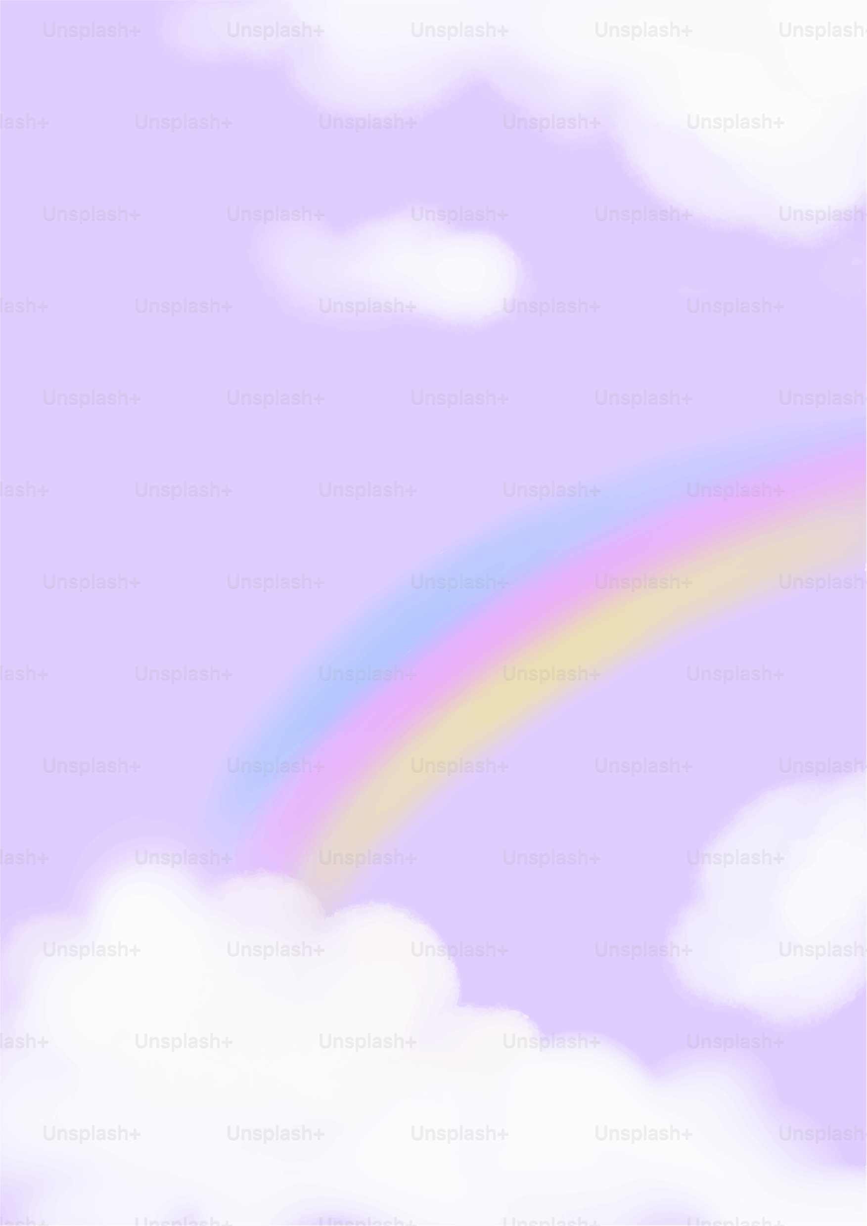 무지개가 구름이 있는 파스텔 하늘을 가로질러 아치형으로 솟아올랐다. 벡터 – Unsplash의 배경화면 이미지, image size:3000x4244