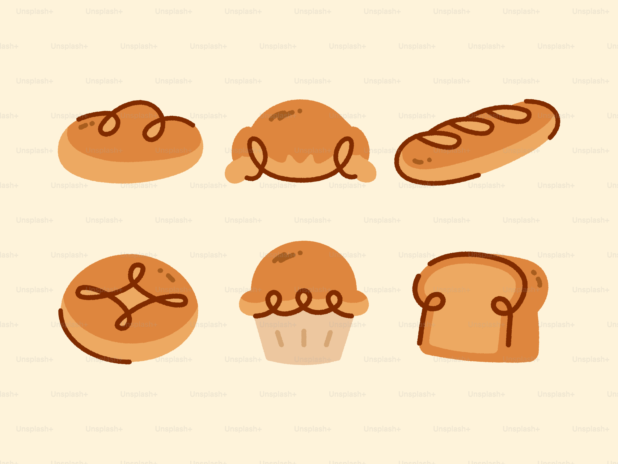 Various types of baked goods are featured.