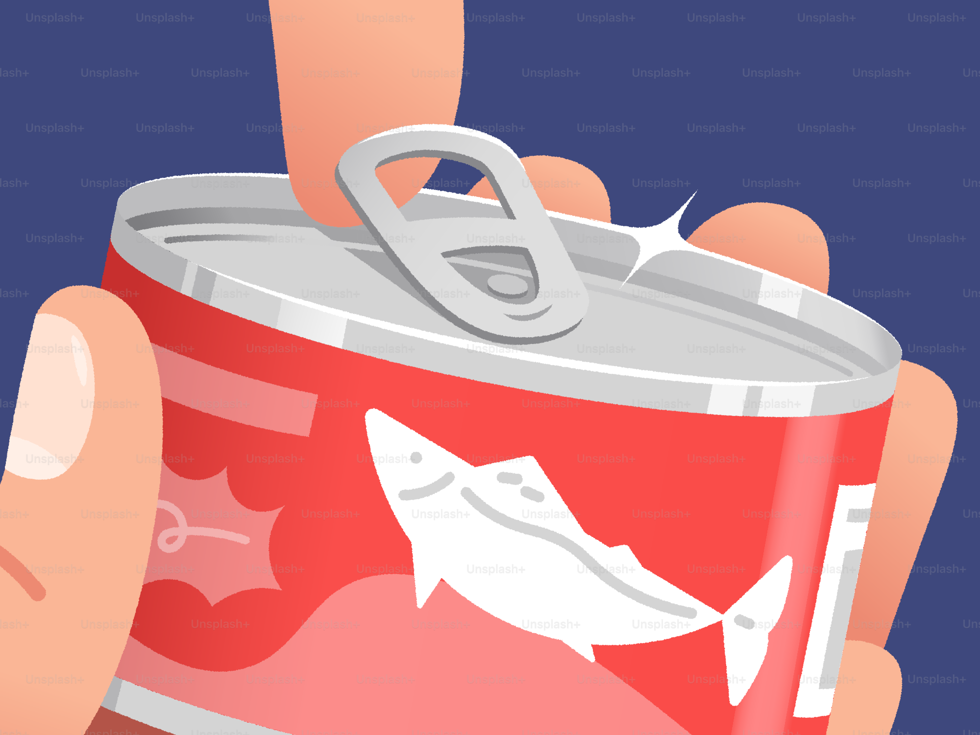 Dedos abriendo una lata de pescado.