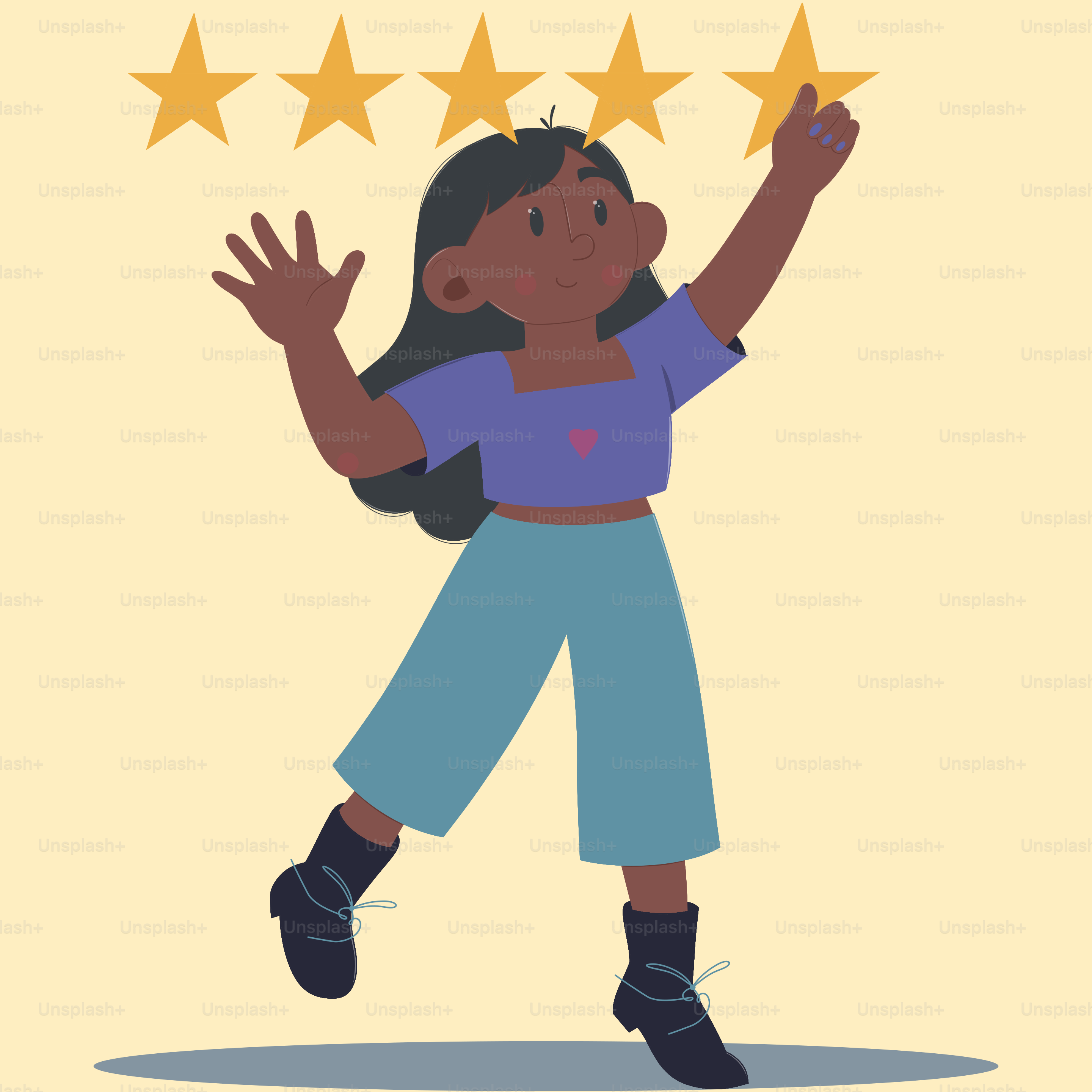 She's giving five stars for a great review.