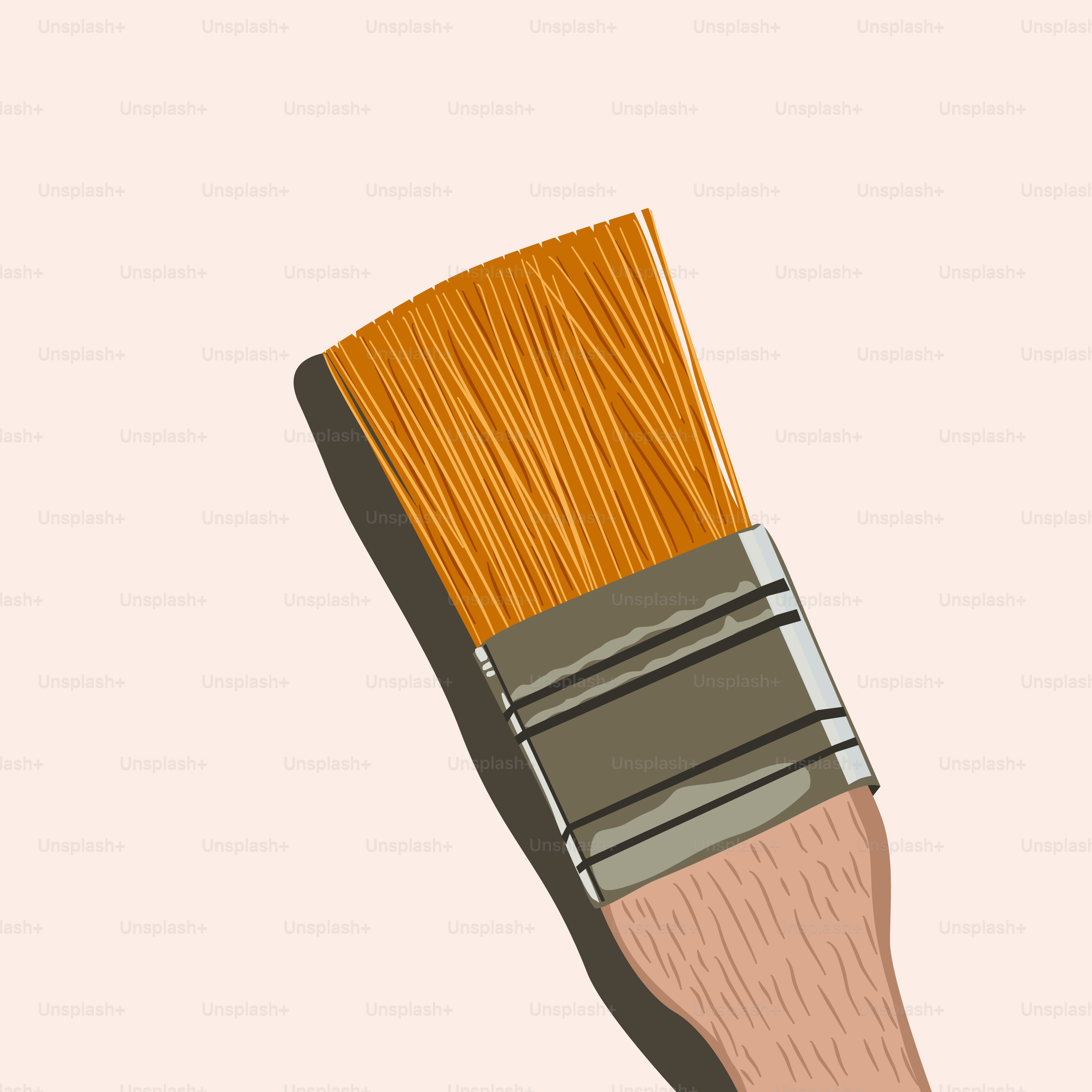 Here is a sentence describing the image: a paint brush casting a shadow.