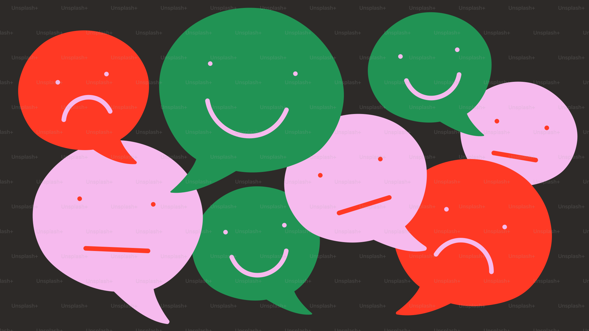 Los globos de diálogo representan una variedad de emociones diferentes.