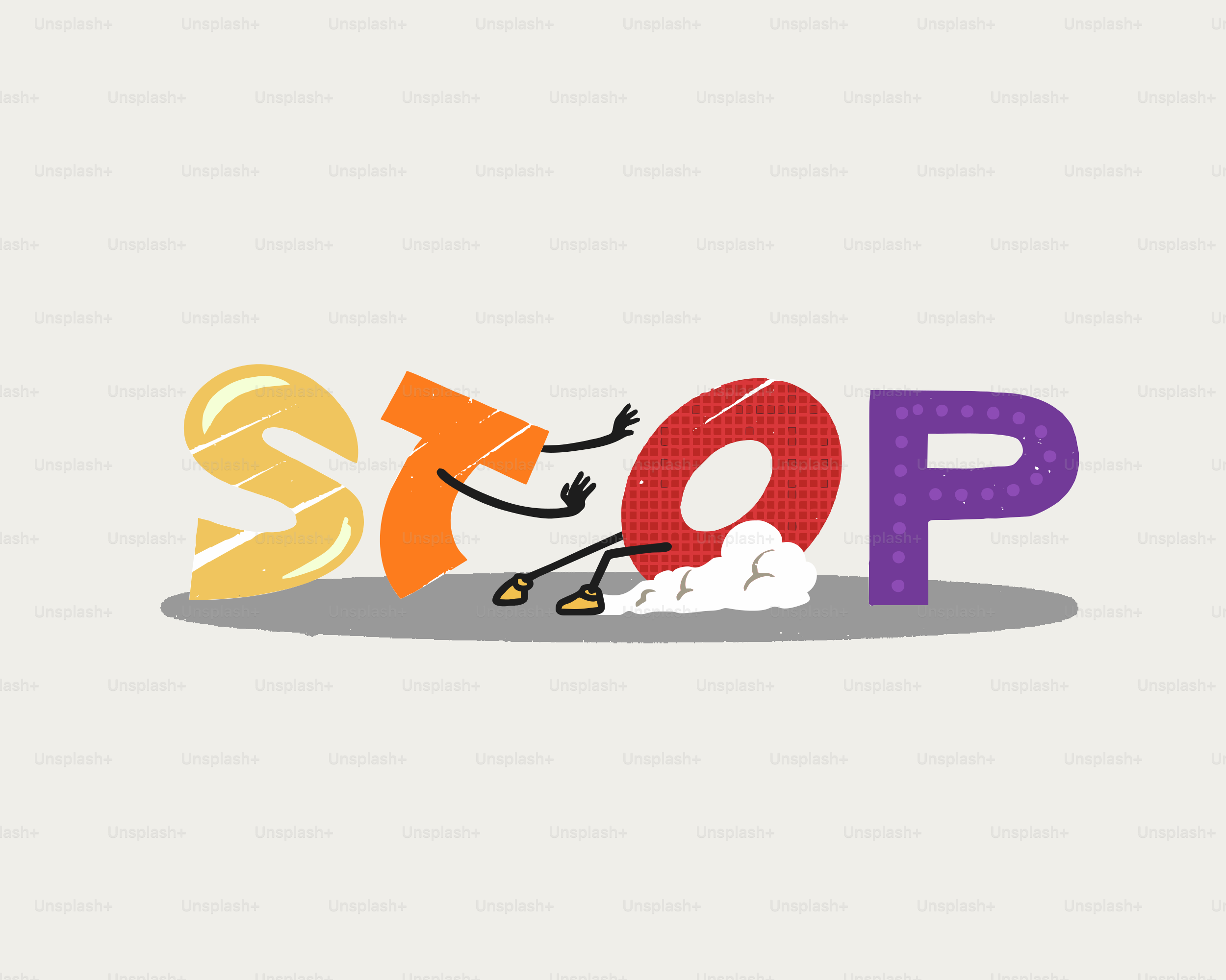 The letter "o" is knocked down and the word says "stop".