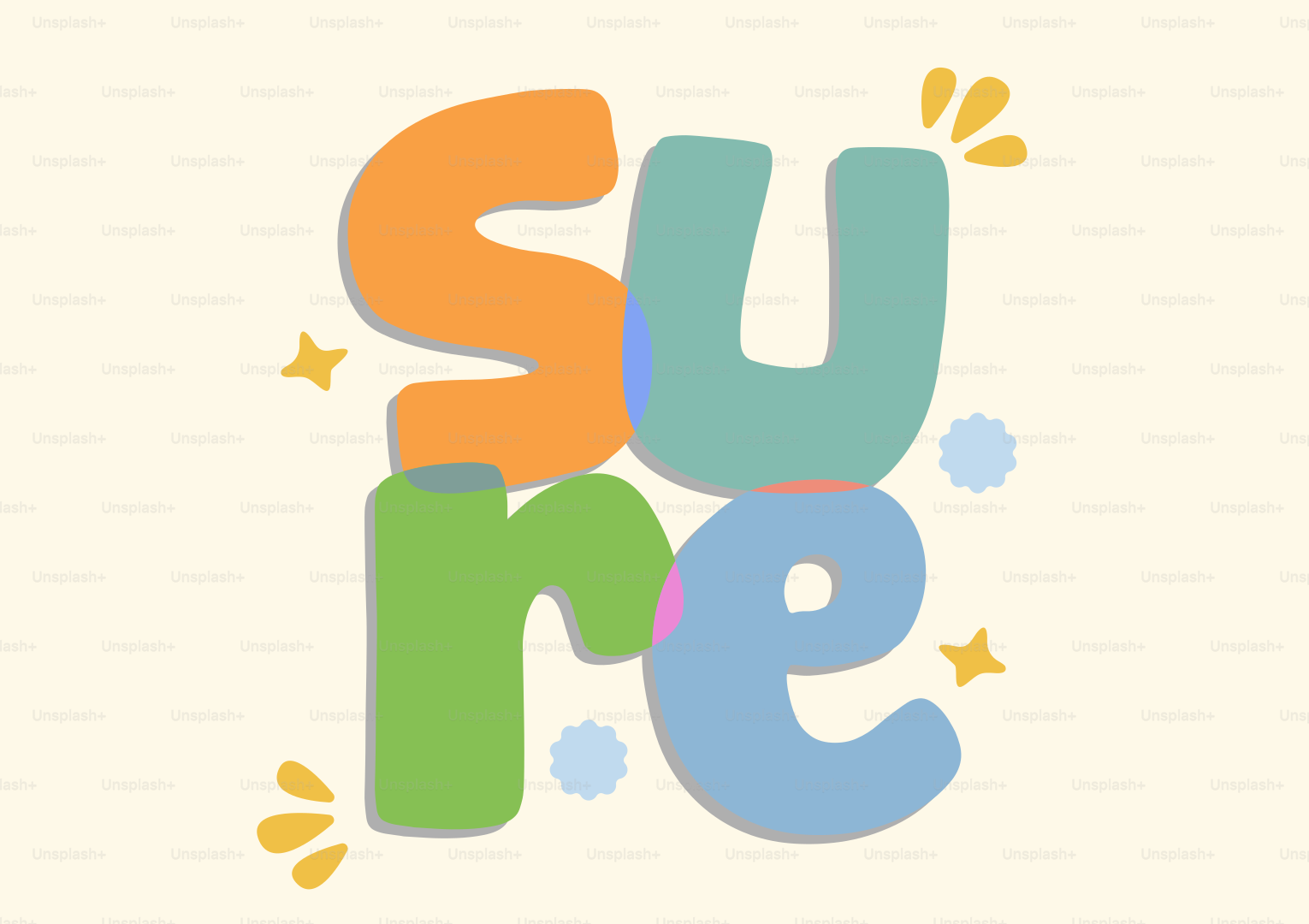 La imagen muestra la palabra "sure" en letras coloridas.