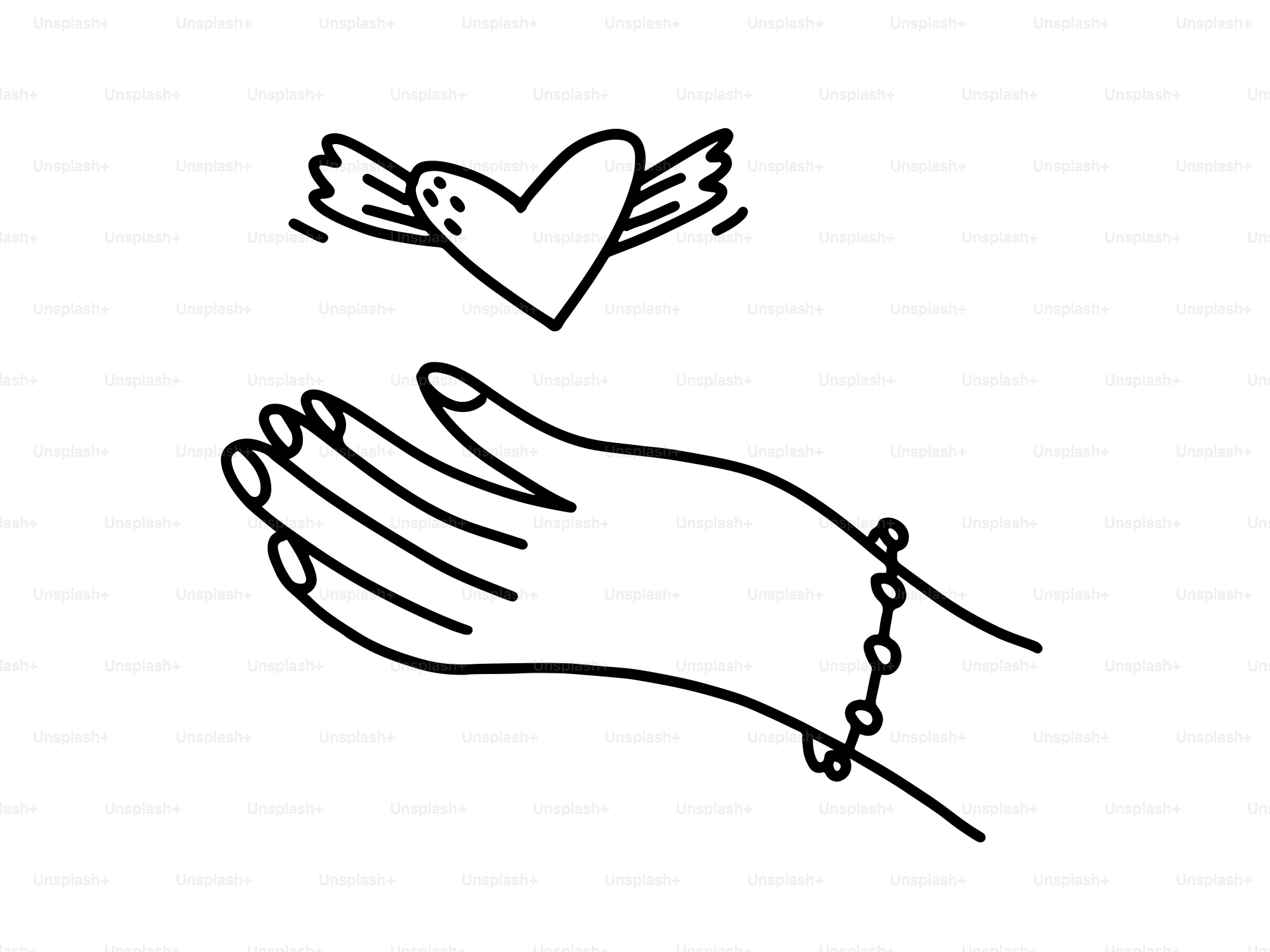 A hand reaches for a heart with wings. vector – Love Image on Unsplash, image size:3000x2250