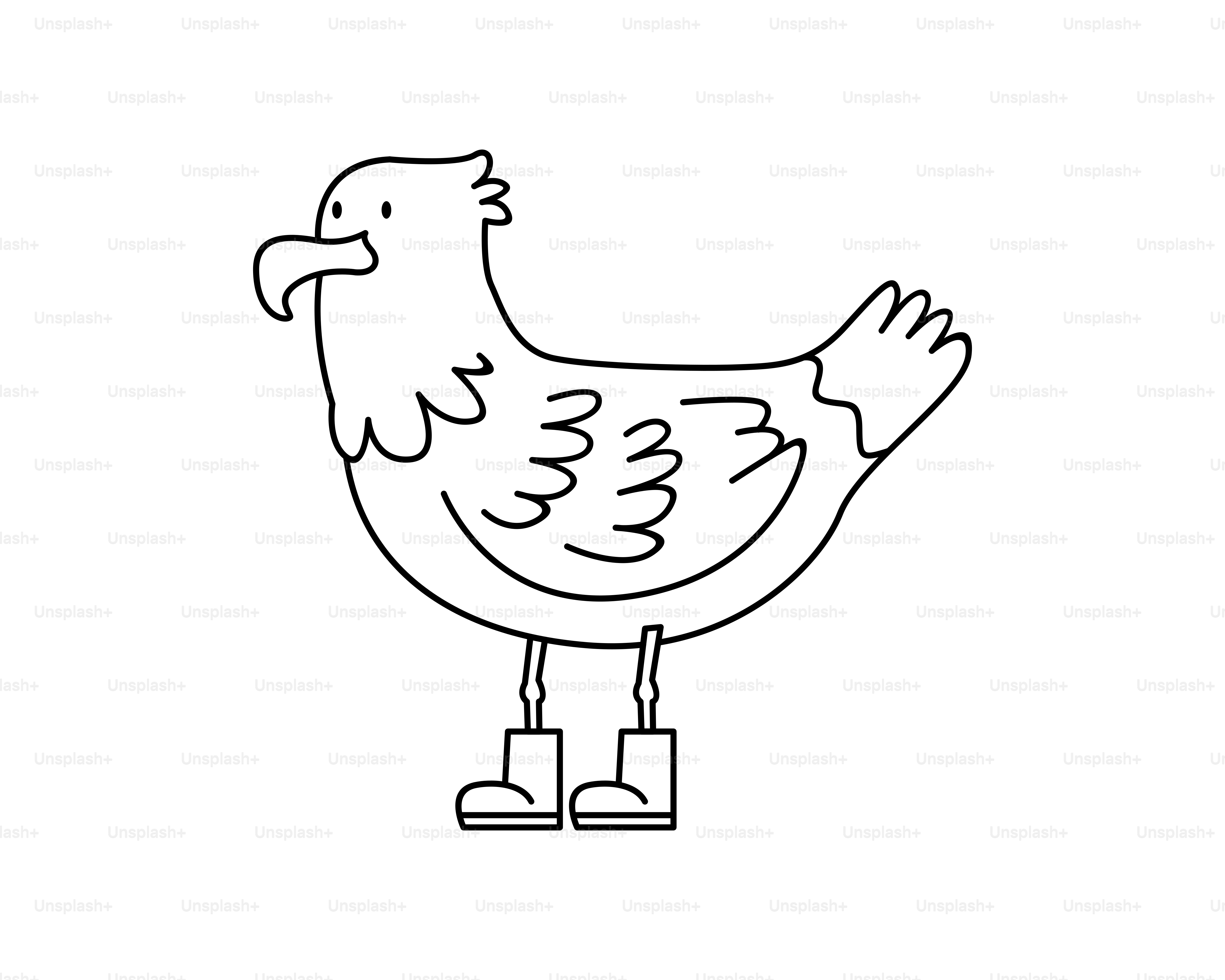 A cartoon seagull wearing boots.