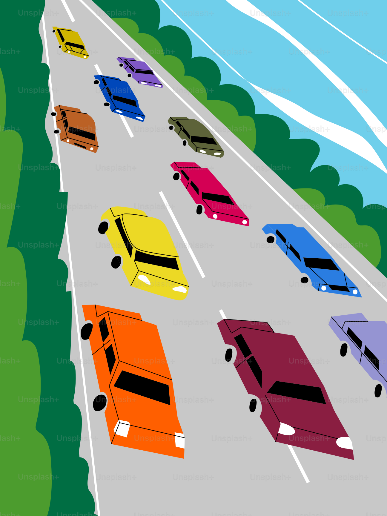Les voitures circulent sur une autoroute.