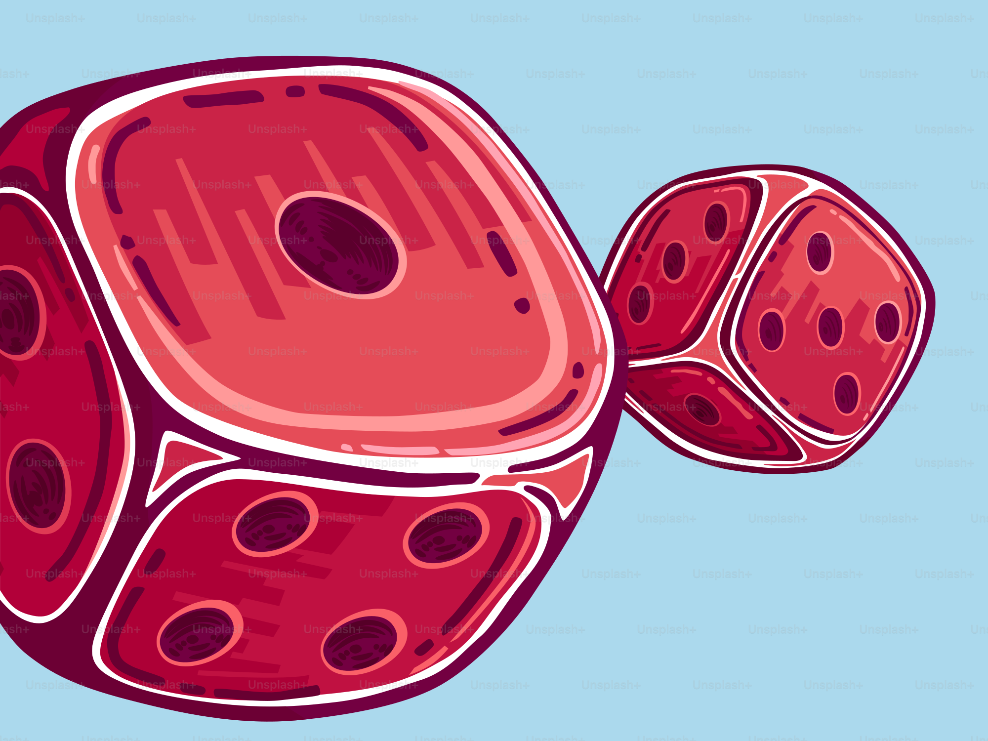 Zwei rote Würfel werden auf blauem Hintergrund gezeigt.