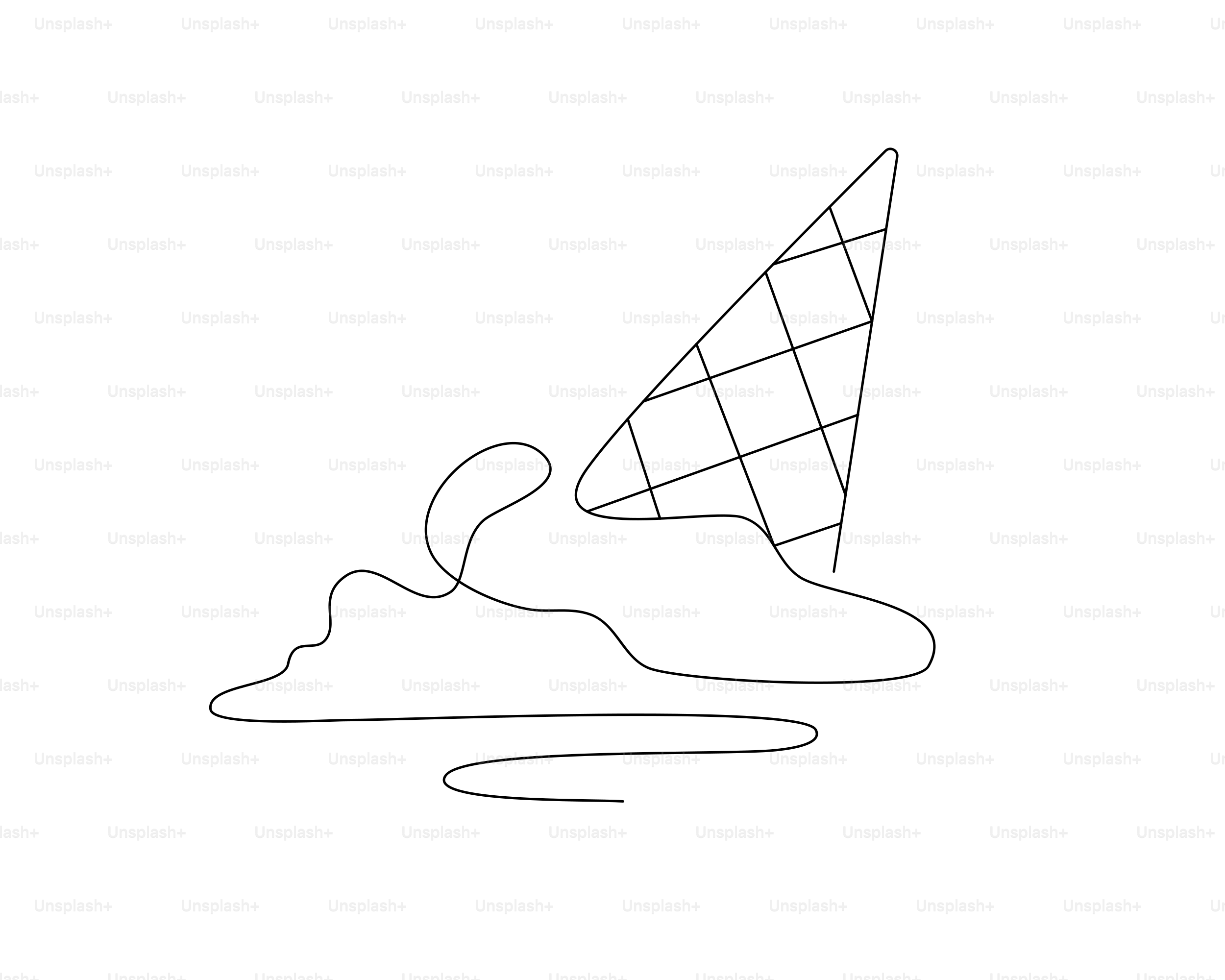 An ice cream cone has dropped on the ground.