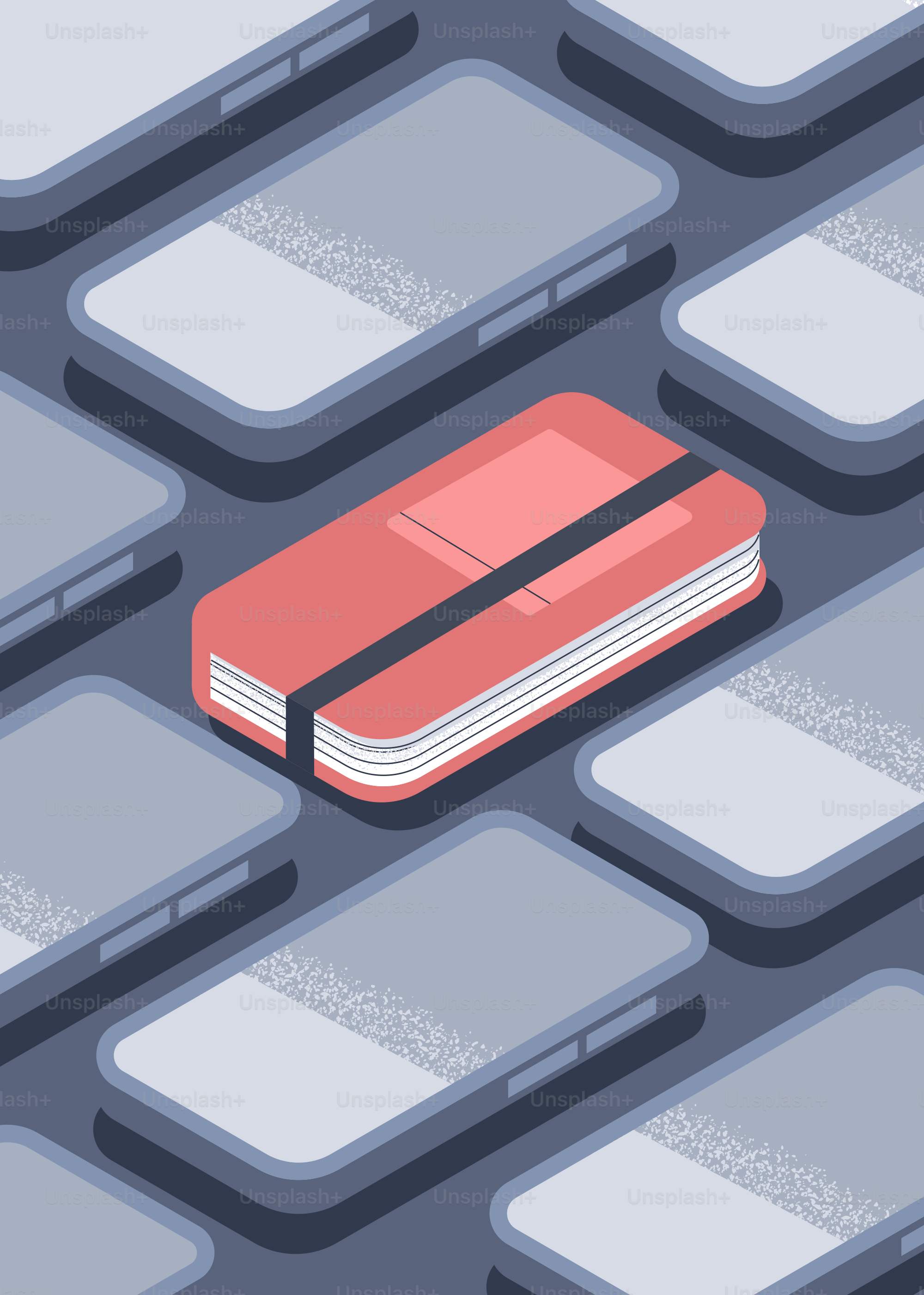 A book stands out among cellphones.