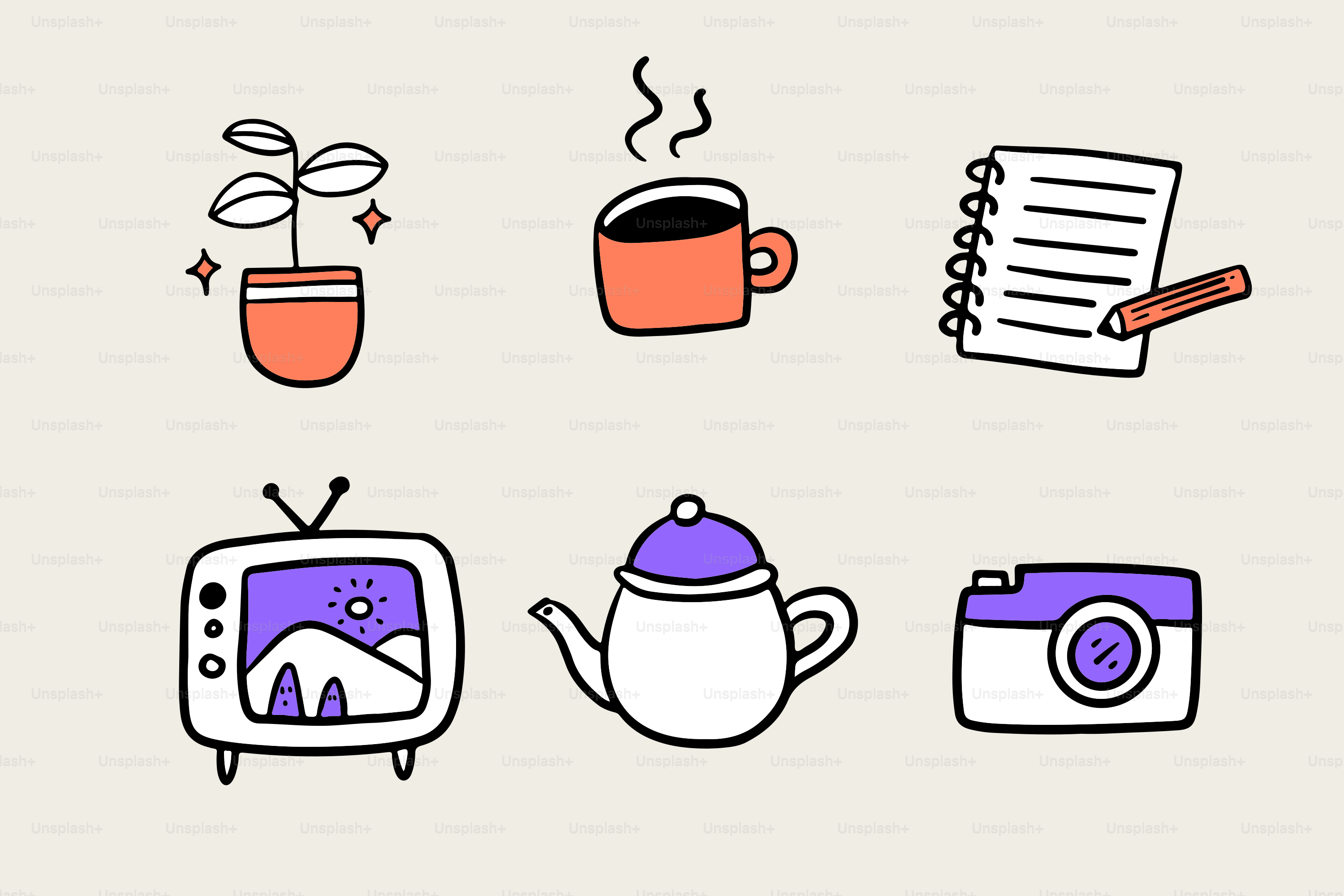 Some cute, cozy illustrations of everyday items.