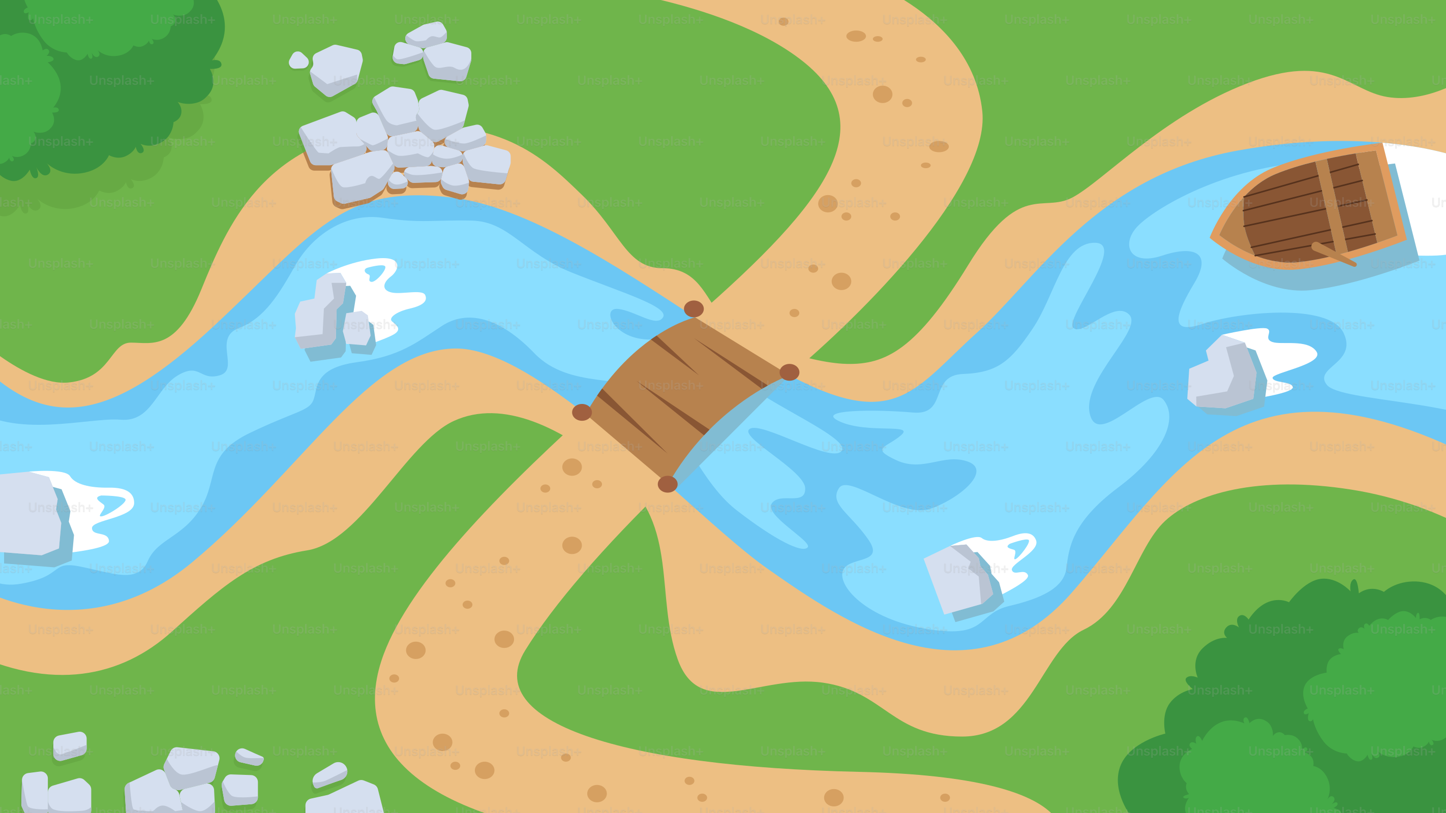 A boat sails across a river near a bridge.