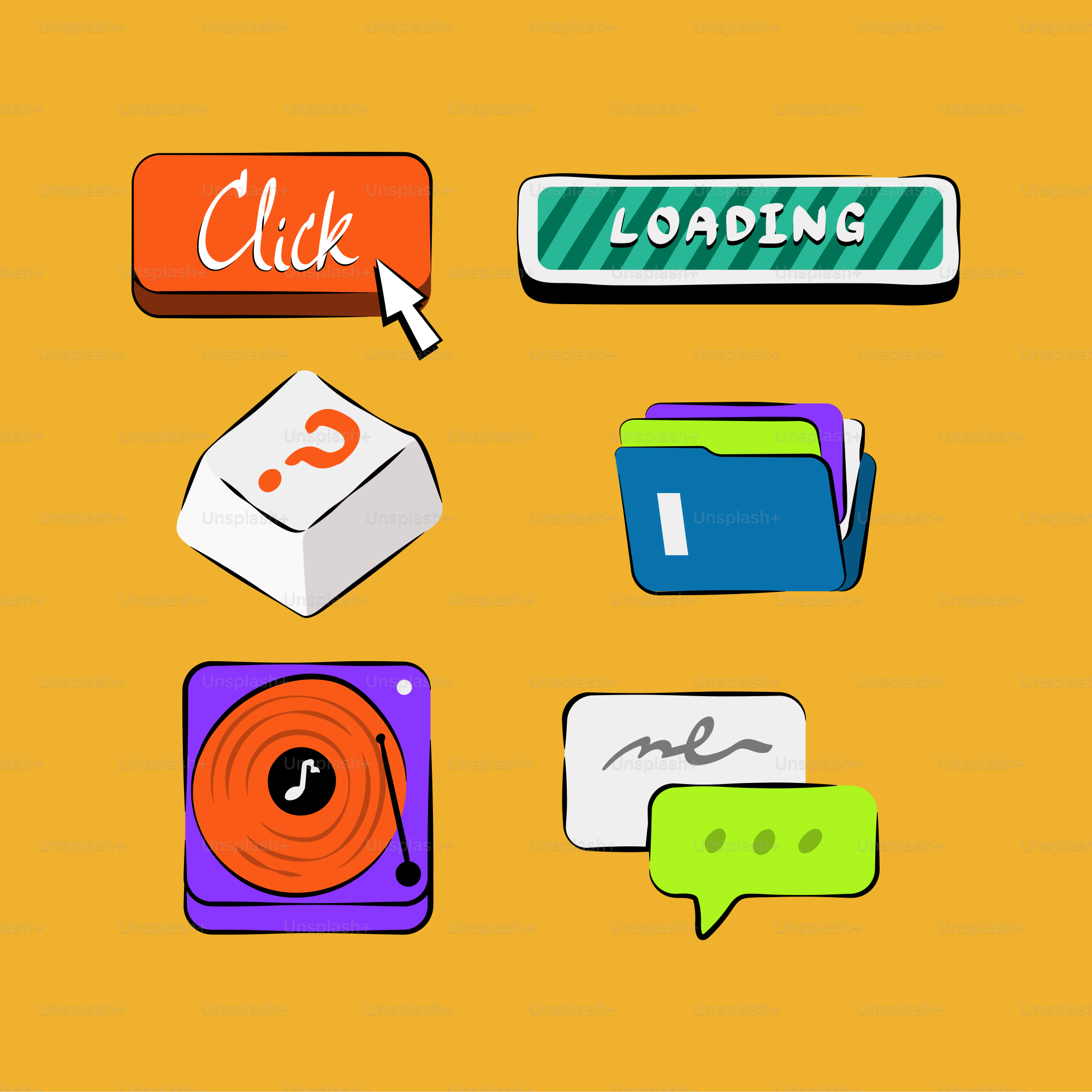 Web-Buttons und Symbole sind kunstvoll gelb gestaltet