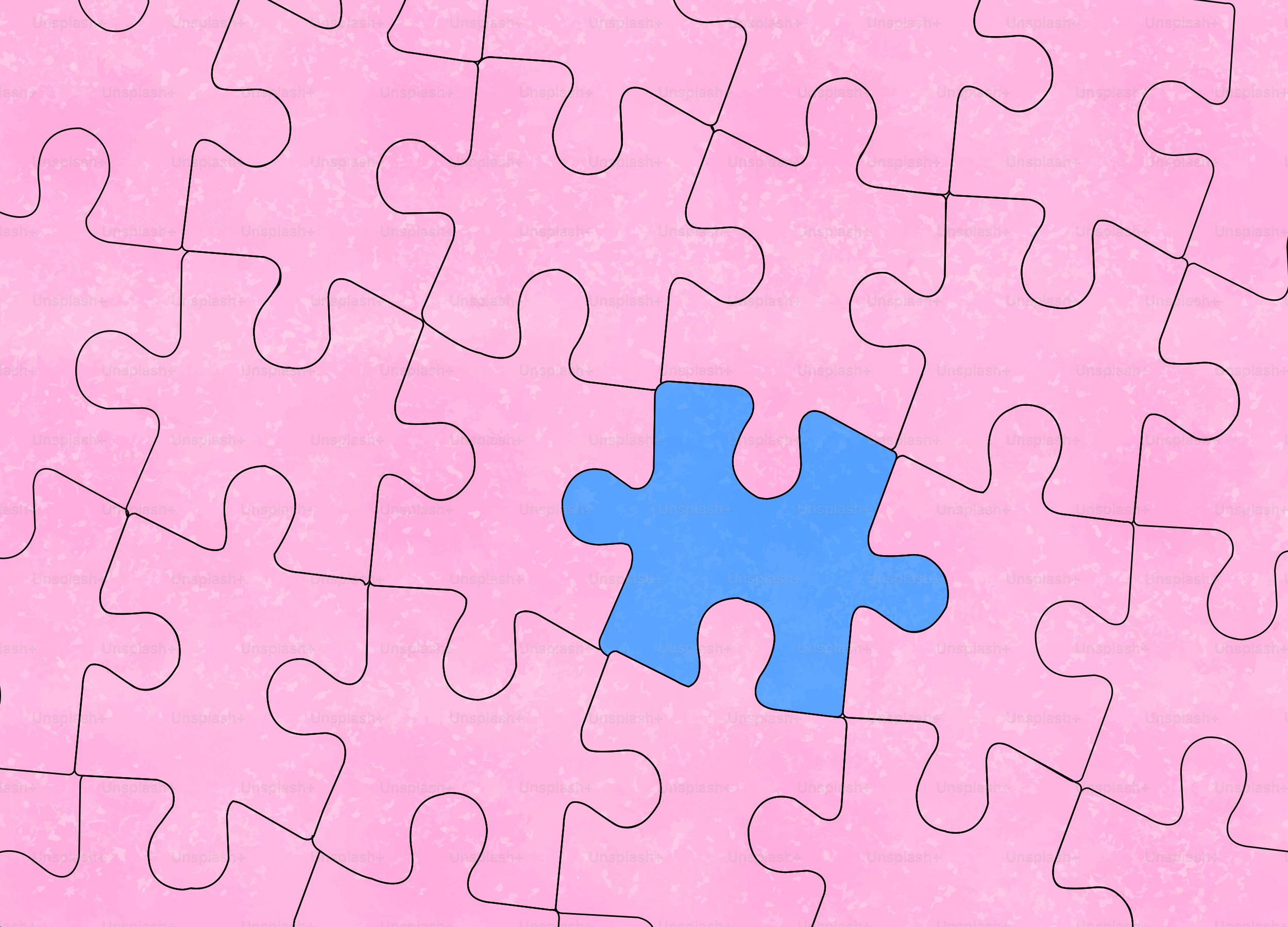 Missing puzzle piece against pink background.